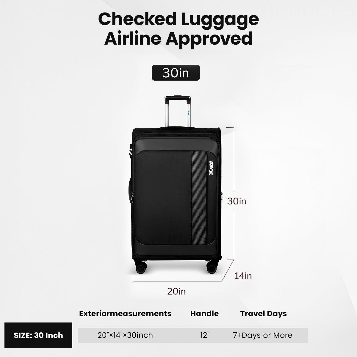 New York XPress 8809 Single Suitcase 20''/26''/30'',Softside Luggage w/Spinner Wheels and TSA LOCK,Lightweight Luggage for Men Women