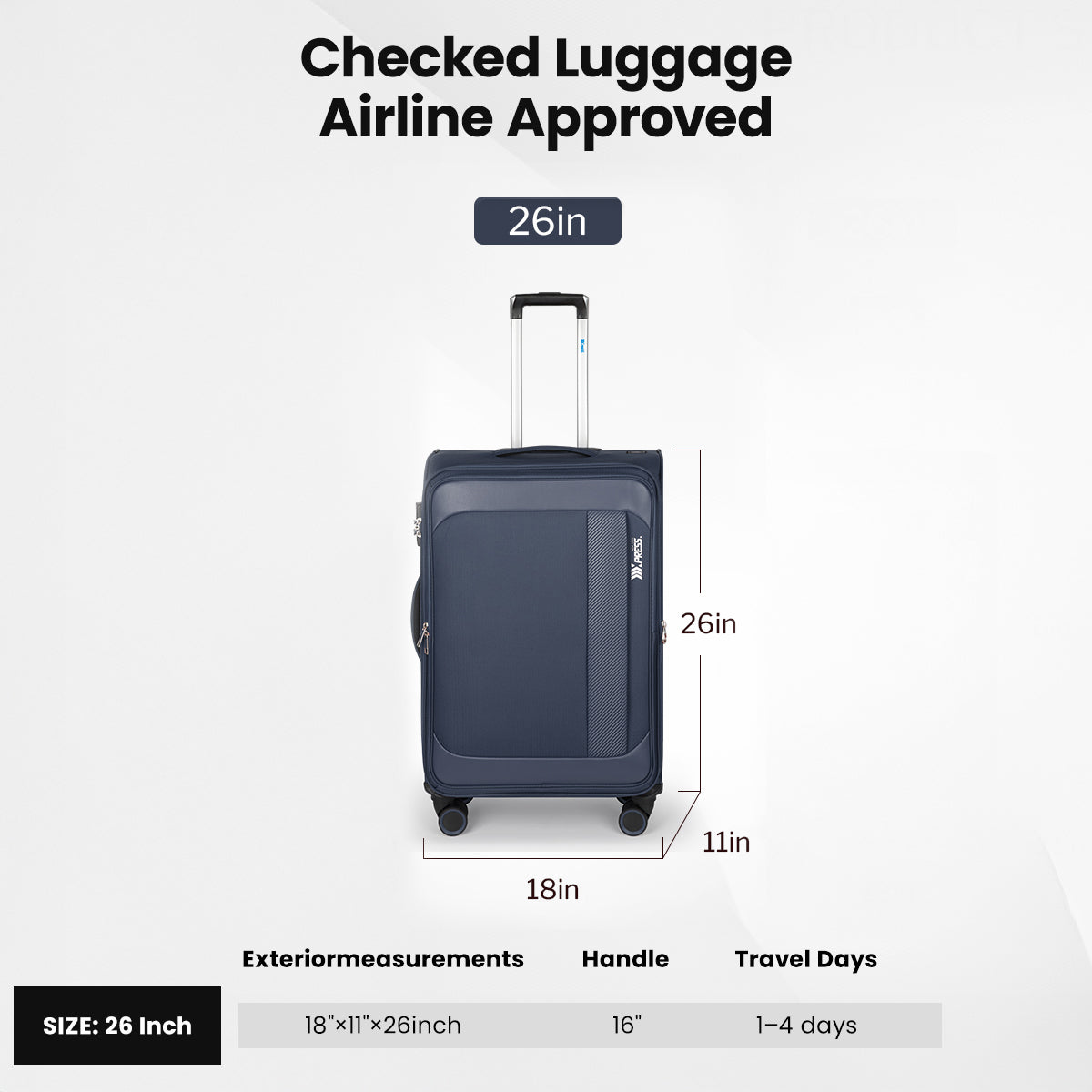 New York XPress 8809 Single Suitcase 20''/26''/30'',Softside Luggage w/Spinner Wheels and TSA LOCK,Lightweight Luggage for Men Women