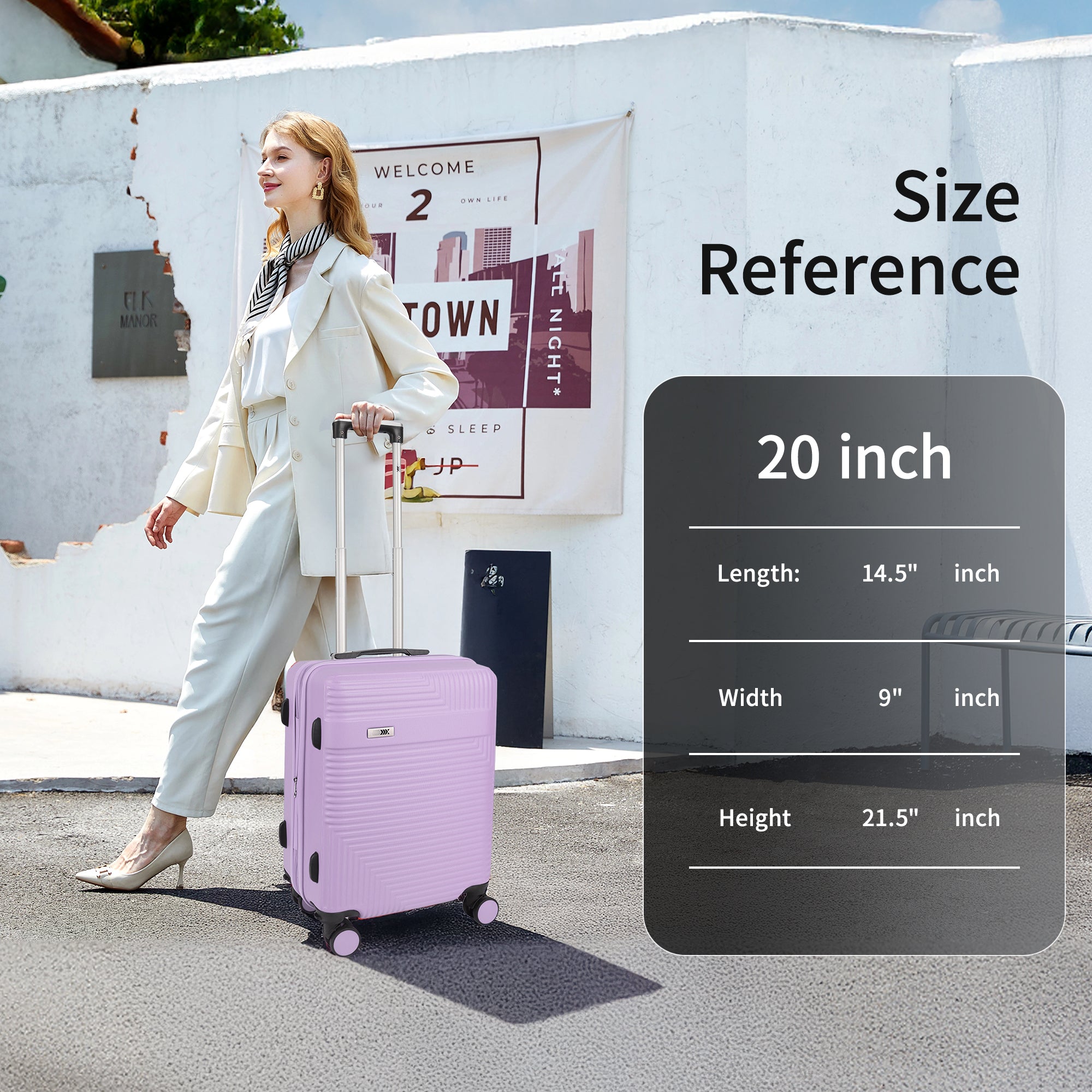 NEW YORK XPRESS WD-588-20" Hardside Carry-On Luggage for Airplane,Hardshell Suitcase with 8 Spinner Wheels