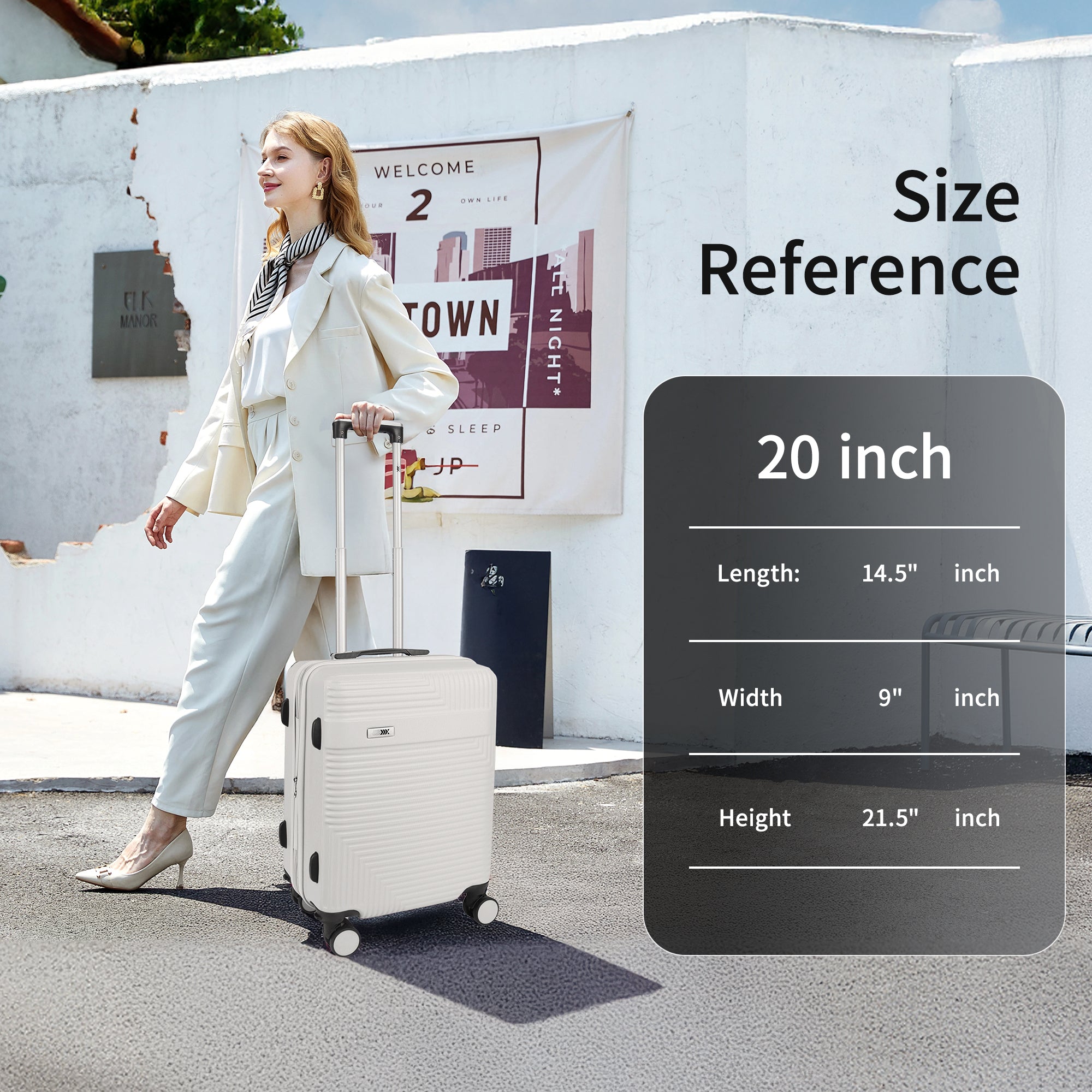 NEW YORK XPRESS WD-588-20" Hardside Carry-On Luggage for Airplane,Hardshell Suitcase with 8 Spinner Wheels