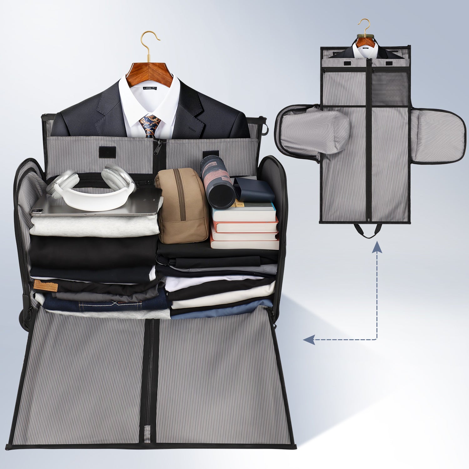 New York XPress GB-161, 2 in 1 Rolling Garment Bag with Wheels,Overnight Bags with Wheels,Rolling Duffle Bag w/Shoes Compartment