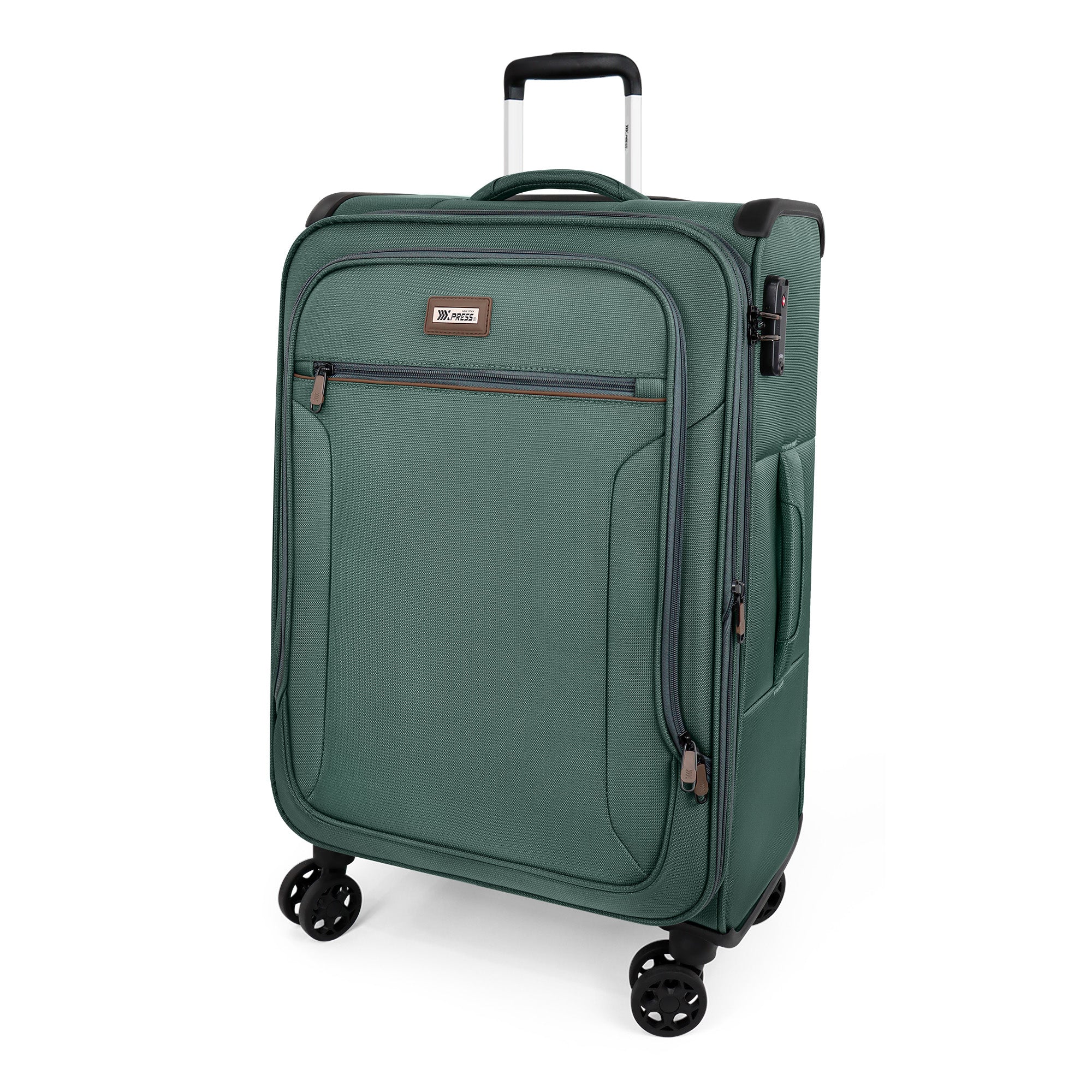 New York XPress XJ-1907,20in/24in/28in-Expandable 20% Luggage-Suitcases with Wheels Hardshell-Softside Luggage-Charcoal Material w/TSA LOCK