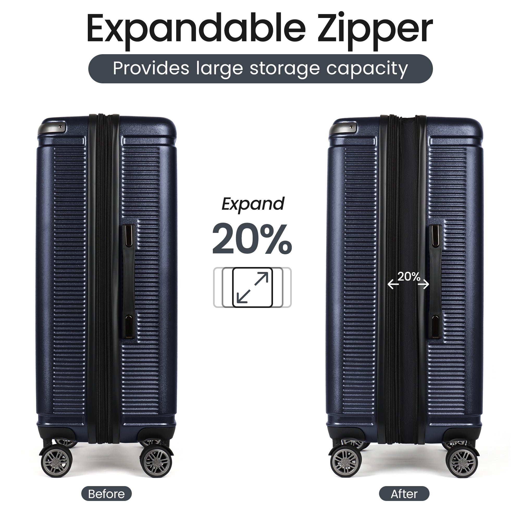 New York XPress WD577,Single Suitcase 20/26/30in Hardshell Luggage, TSA LOCK, w/Spinner Wheels,Expandable 20%, Lightweight Rolling Suitcase