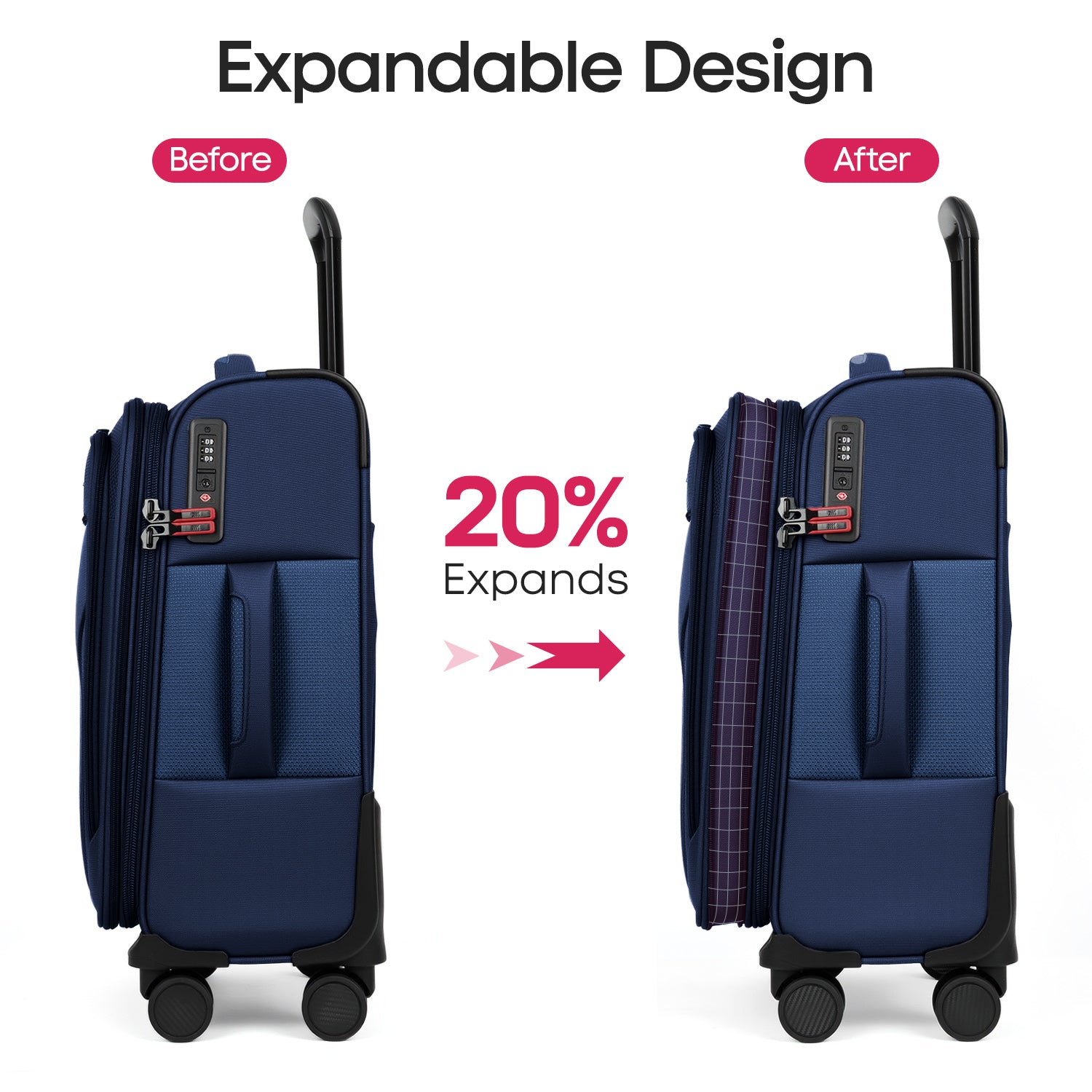 New York XPress WD-8817 3PCS Softside Luggage Set, Expandable Spinner with TSA LOCK, Lightweight Travel Suitcase for Men Women (20/26/30in) ﻿ ﻿