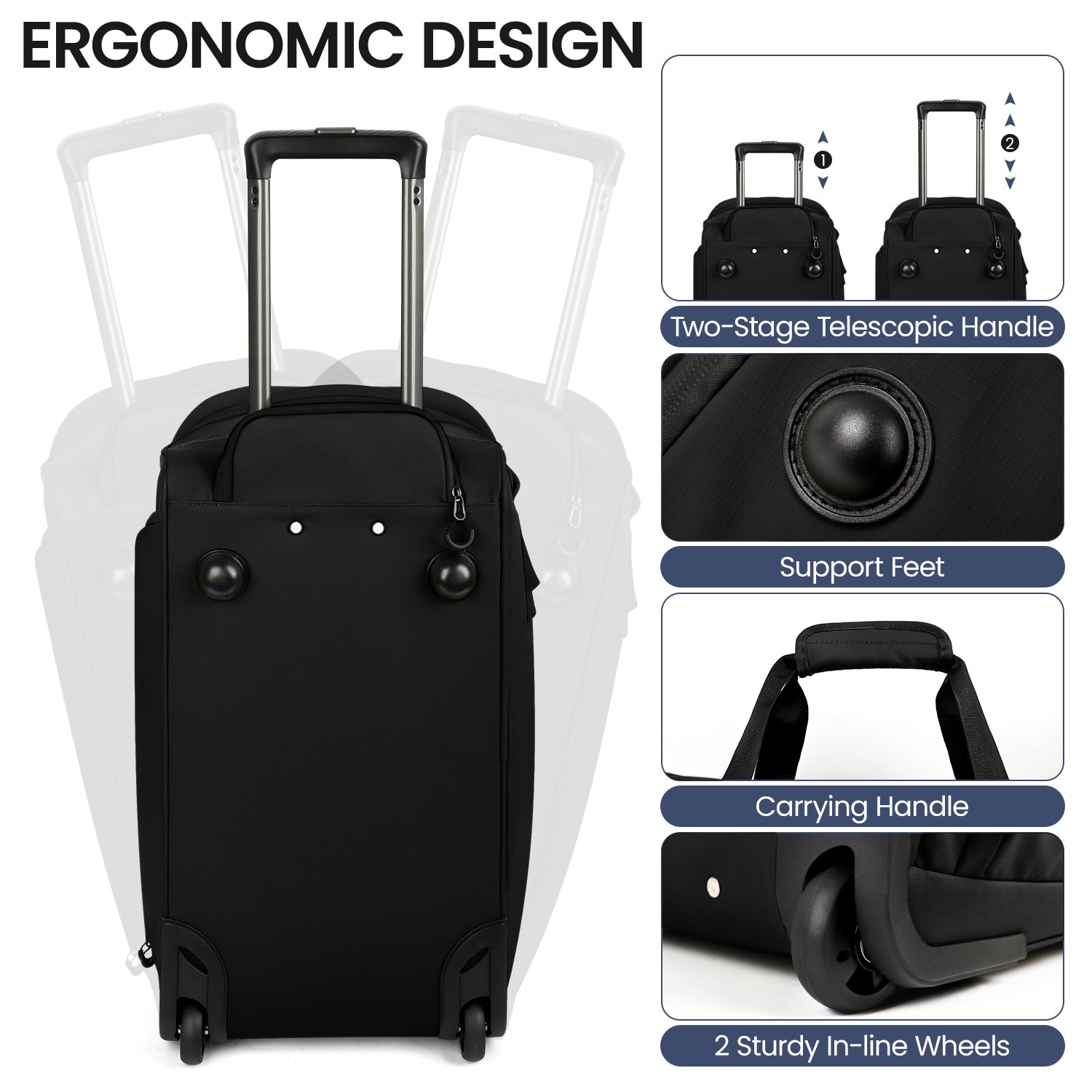 New York XPress GB-161, 2 in 1 Rolling Garment Bag with Wheels,Overnight Bags with Wheels,Rolling Duffle Bag w/Shoes Compartment