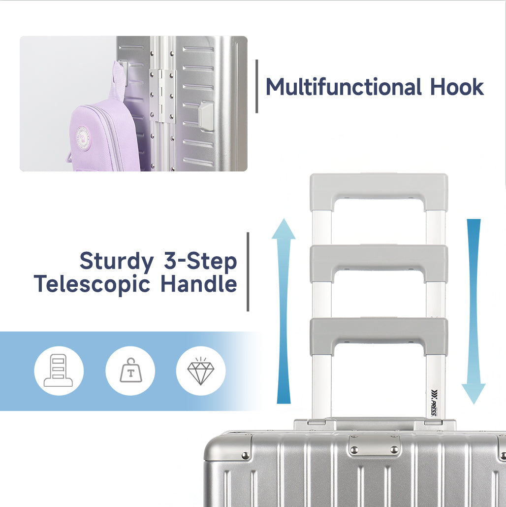 NEW YORK XPRESS Zipperless Luggage AL-12501,20in/30in,Aluminum Frame w/TSA LOCK w/Spinner Wheels