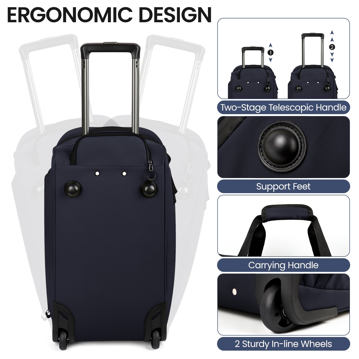 New York XPress GB-161, 2 in 1 Rolling Garment Bag with Wheels,Overnight Bags with Wheels,Rolling Duffle Bag w/Shoes Compartment