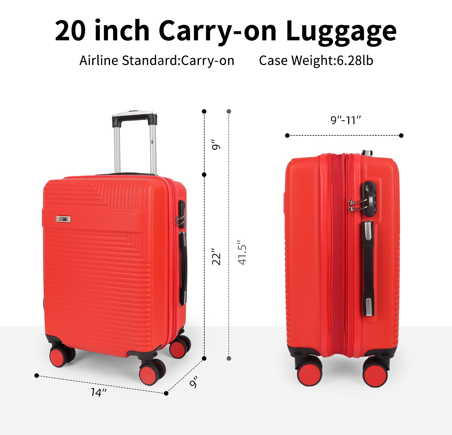 NEW YORK XPRESS WD-588-20" Hardside Carry-On Luggage for Airplane,Hardshell Suitcase with 8 Spinner Wheels