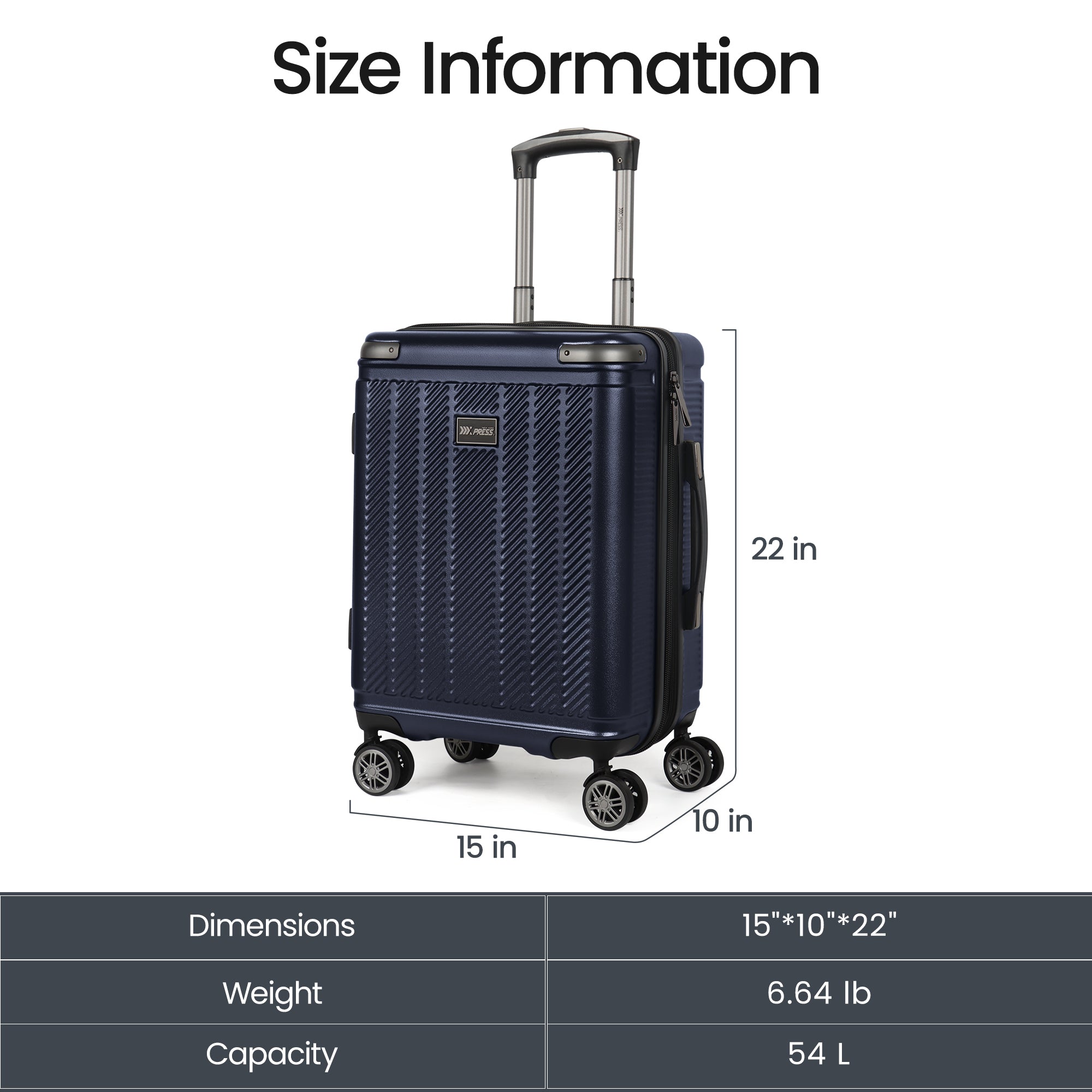 New York XPress WD577,Single Suitcase 20/26/30in Hardshell Luggage, TSA LOCK, w/Spinner Wheels,Expandable 20%, Lightweight Rolling Suitcase