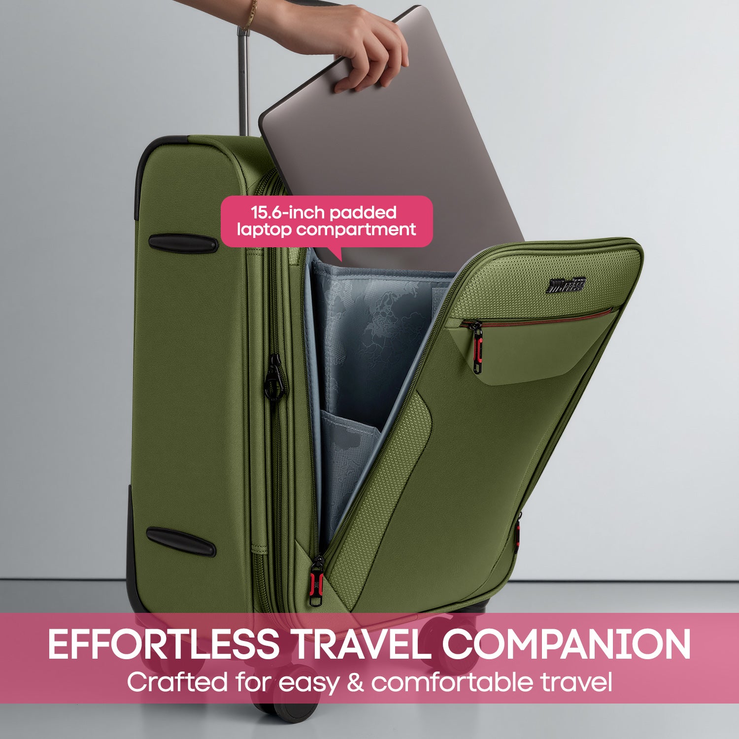 New York XPress WD-8817 Single Suitcase 20''/26''/30'',Lightweight Carry-On Suitcase with Spinner Wheels and TSA LOCK,Upright Softshell Luggage