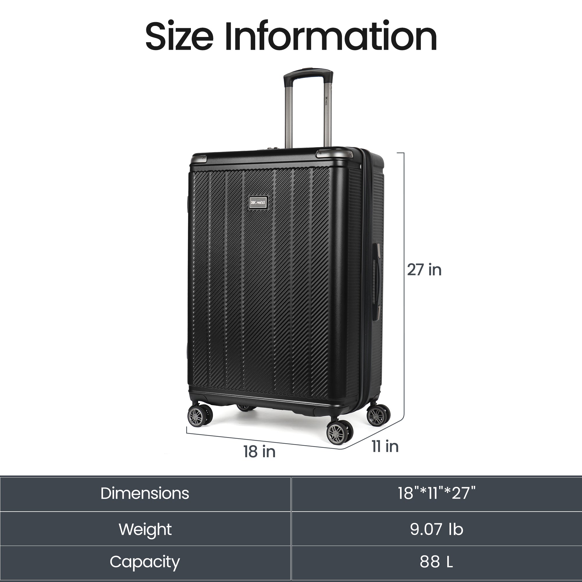 New York XPress WD577,Single Suitcase 20/26/30in Hardshell Luggage, TSA LOCK, w/Spinner Wheels,Expandable 20%, Lightweight Rolling Suitcase