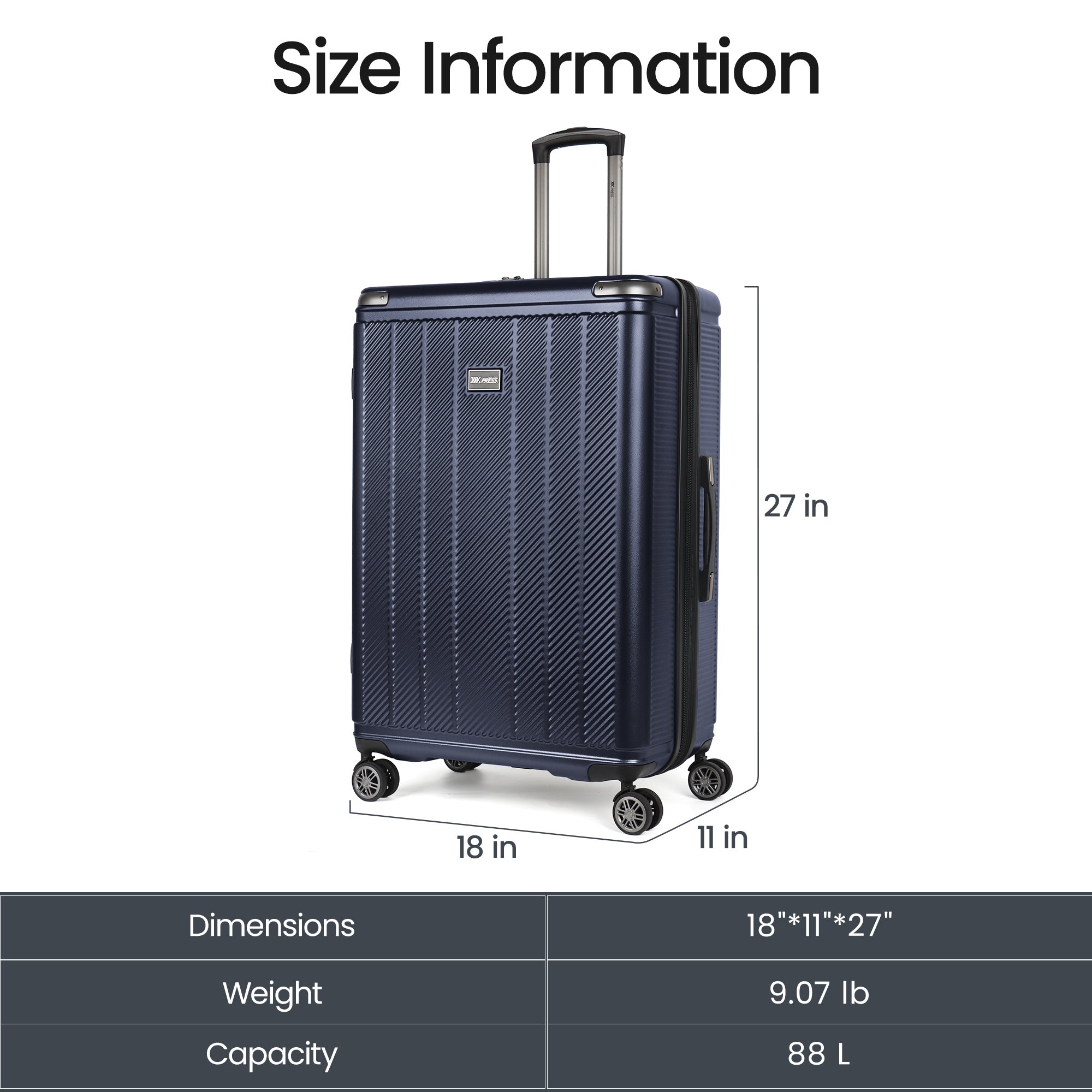 New York XPress WD577,Single Suitcase 20/26/30in Hardshell Luggage, TSA LOCK, w/Spinner Wheels,Expandable 20%, Lightweight Rolling Suitcase