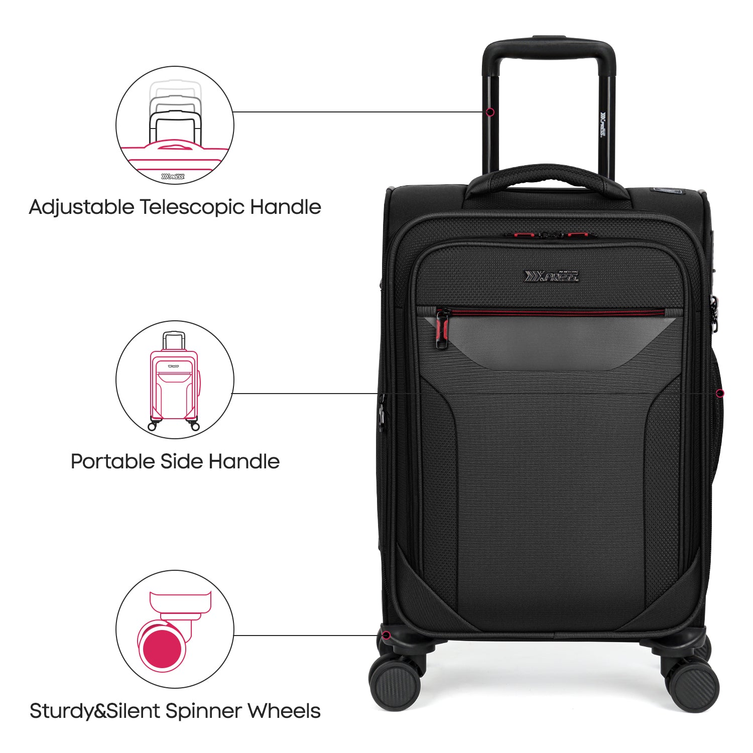 New York XPress WD-8817 3PCS Softside Luggage Set, Expandable Spinner with TSA LOCK, Lightweight Travel Suitcase for Men Women (20/26/30in) ﻿ ﻿