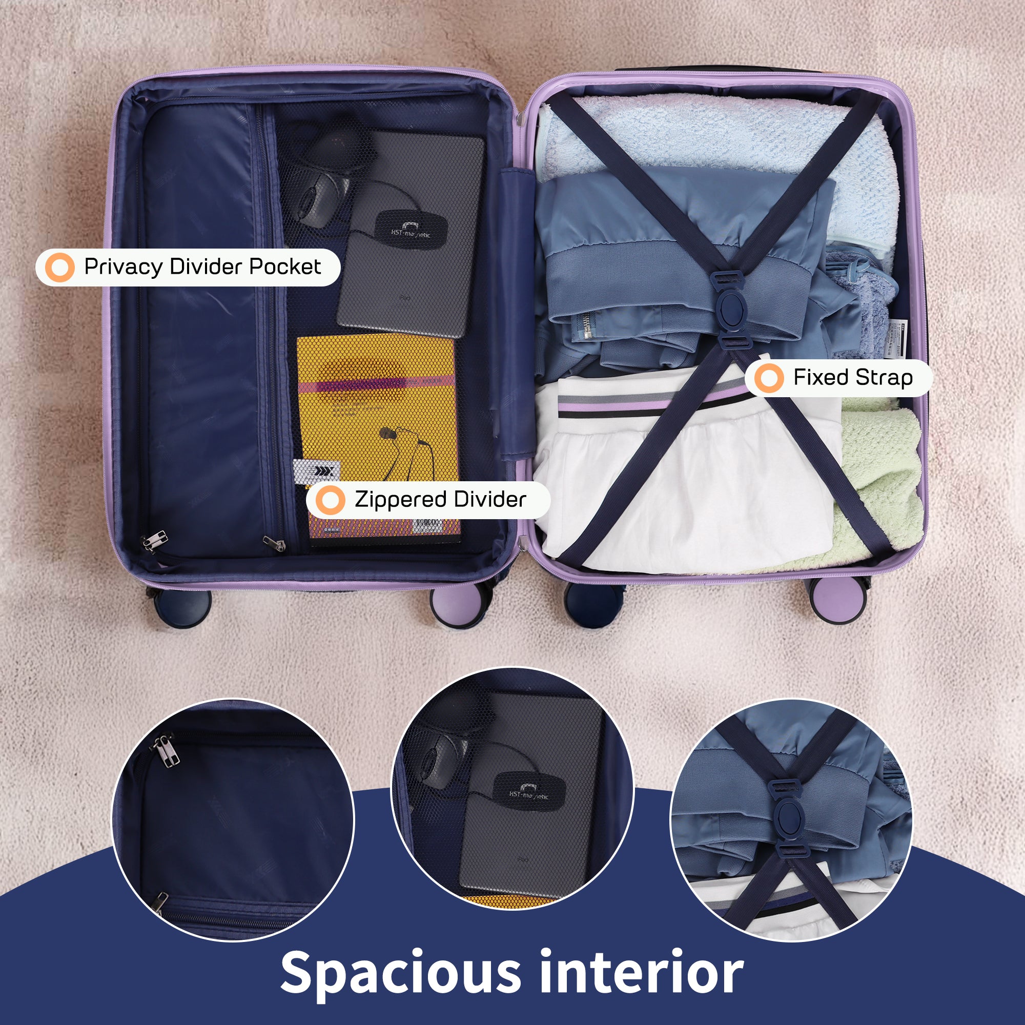 NEW YORK XPRESS WD-588-20" Hardside Carry-On Luggage for Airplane,Hardshell Suitcase with 8 Spinner Wheels