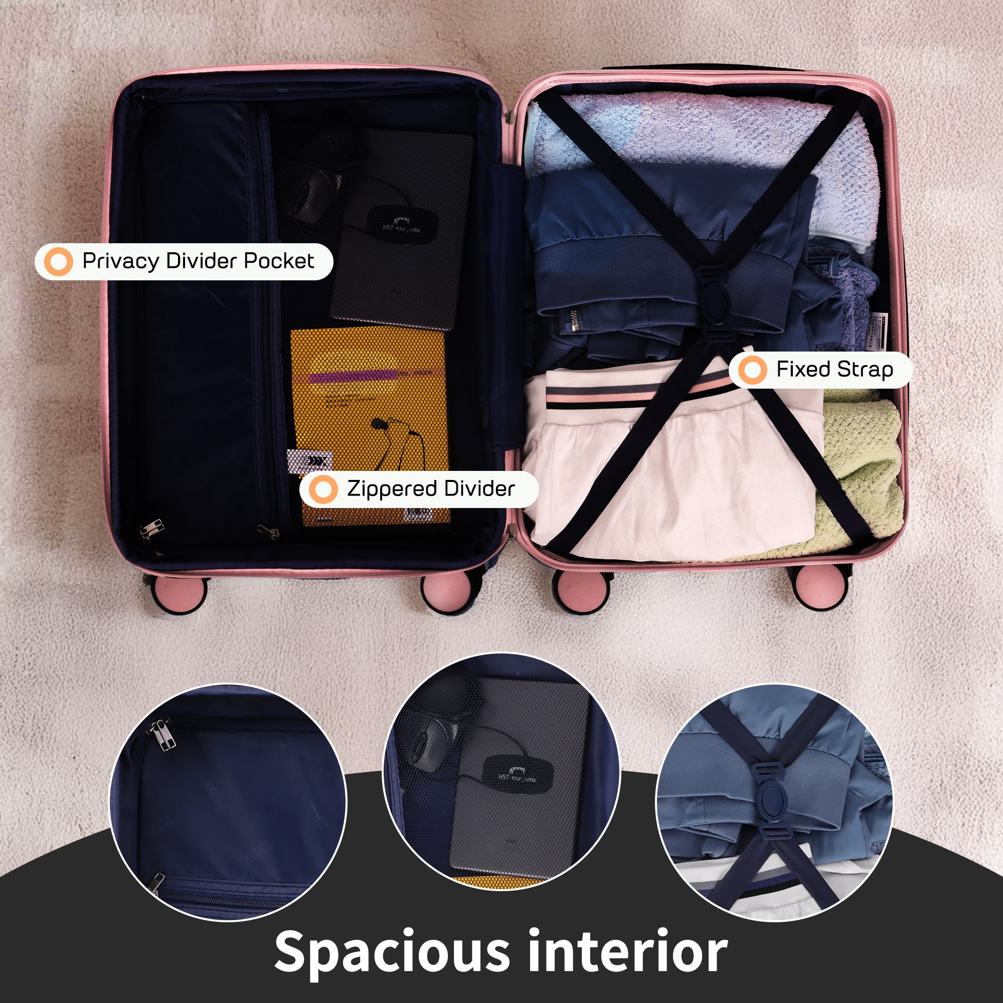 NEW YORK XPRESS WD-588-20" Hardside Carry-On Luggage for Airplane,Hardshell Suitcase with 8 Spinner Wheels