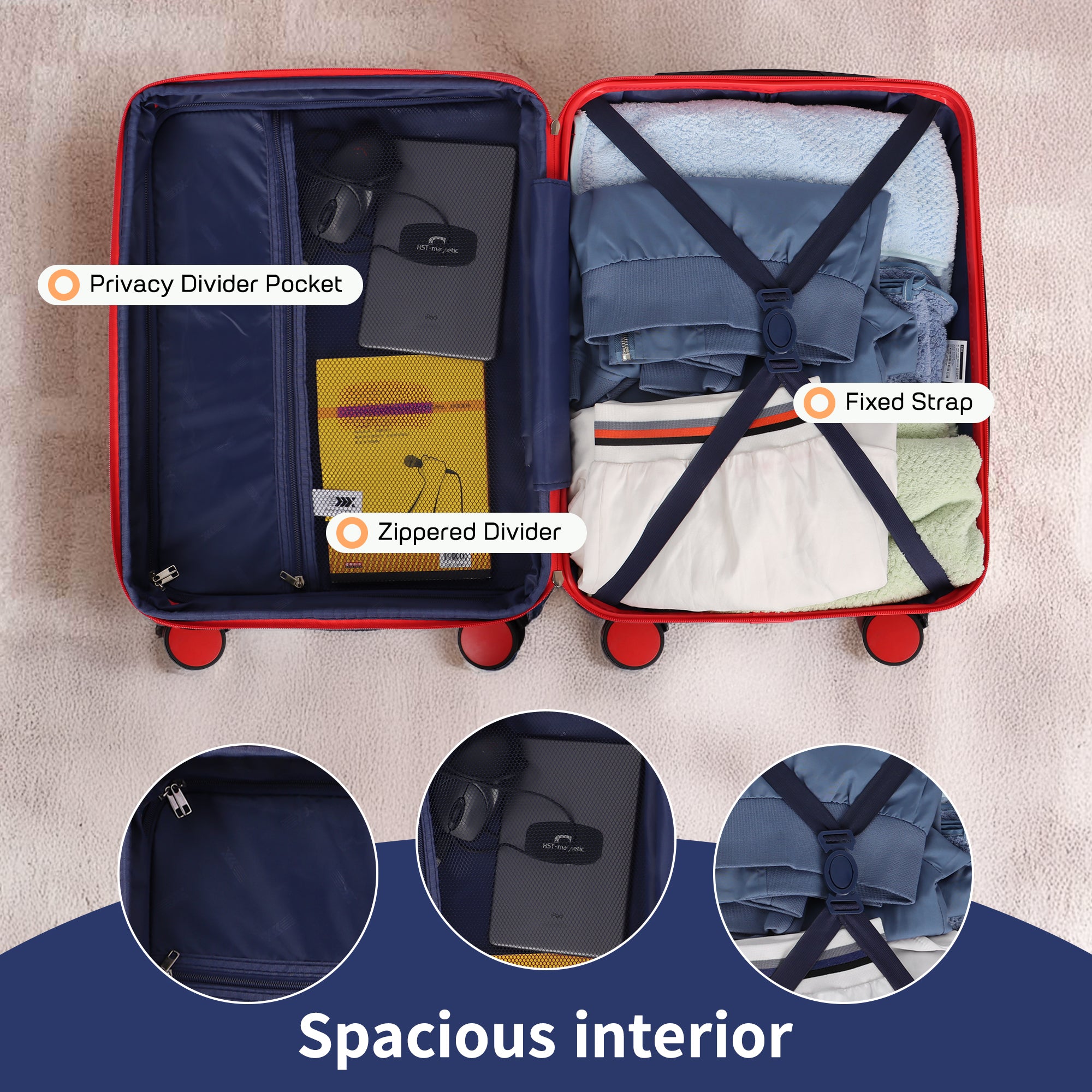 NEW YORK XPRESS WD-588-20" Hardside Carry-On Luggage for Airplane,Hardshell Suitcase with 8 Spinner Wheels