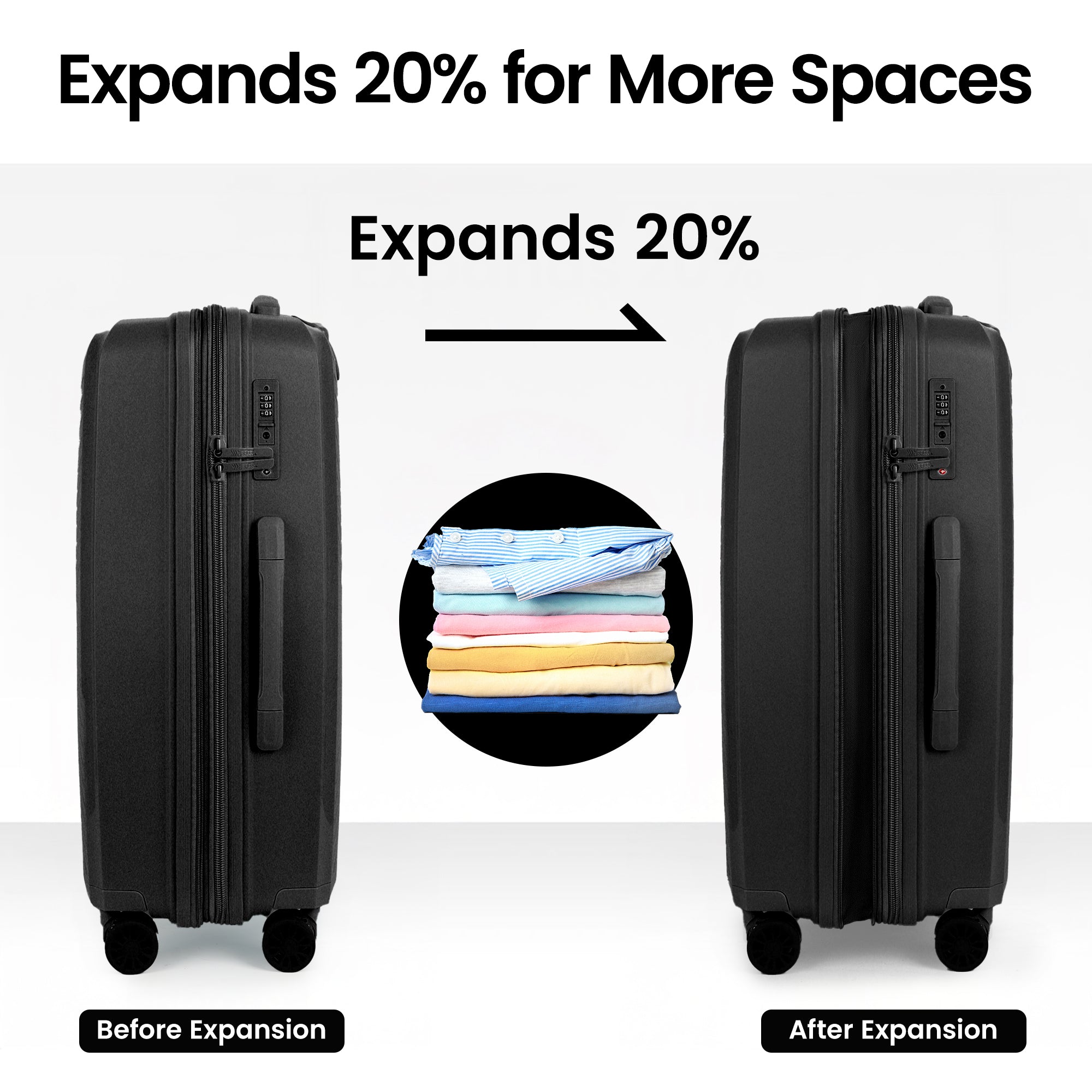 New York XPress 13804,3 Piece Luggage Set w/TSA LOCK,PC Hardside Suitcase Set w/Double Spinner Wheels,Expandable 20%,Luggage Sets,Lightweight Rolling Suitcase for Men/Women（20in/25in/29in）