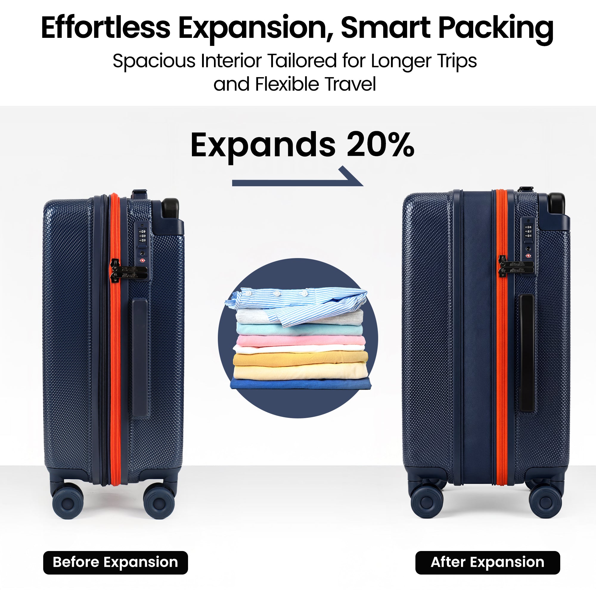 New York XPress LP-13803,3-Piece PC Hardshell Luggage, Expandable 20%, Spinner Wheels, TSA Lock, Wide Handle（20in/26in30in）