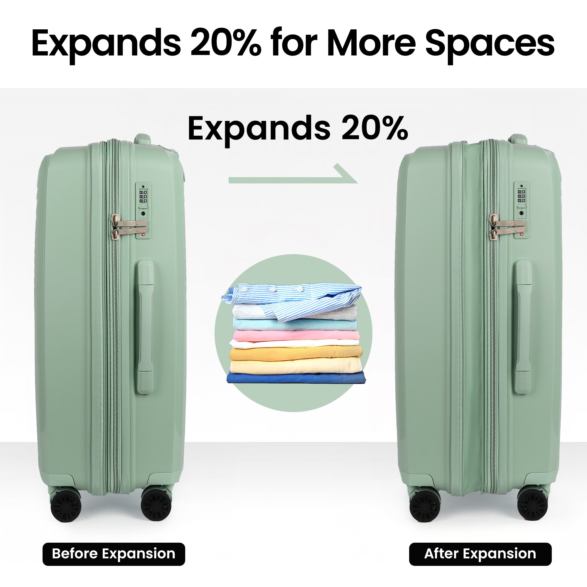 New York XPress 13804,3 Piece Luggage Set w/TSA LOCK,PC Hardside Suitcase Set w/Double Spinner Wheels,Expandable 20%,Luggage Sets,Lightweight Rolling Suitcase for Men/Women（20in/25in/29in）