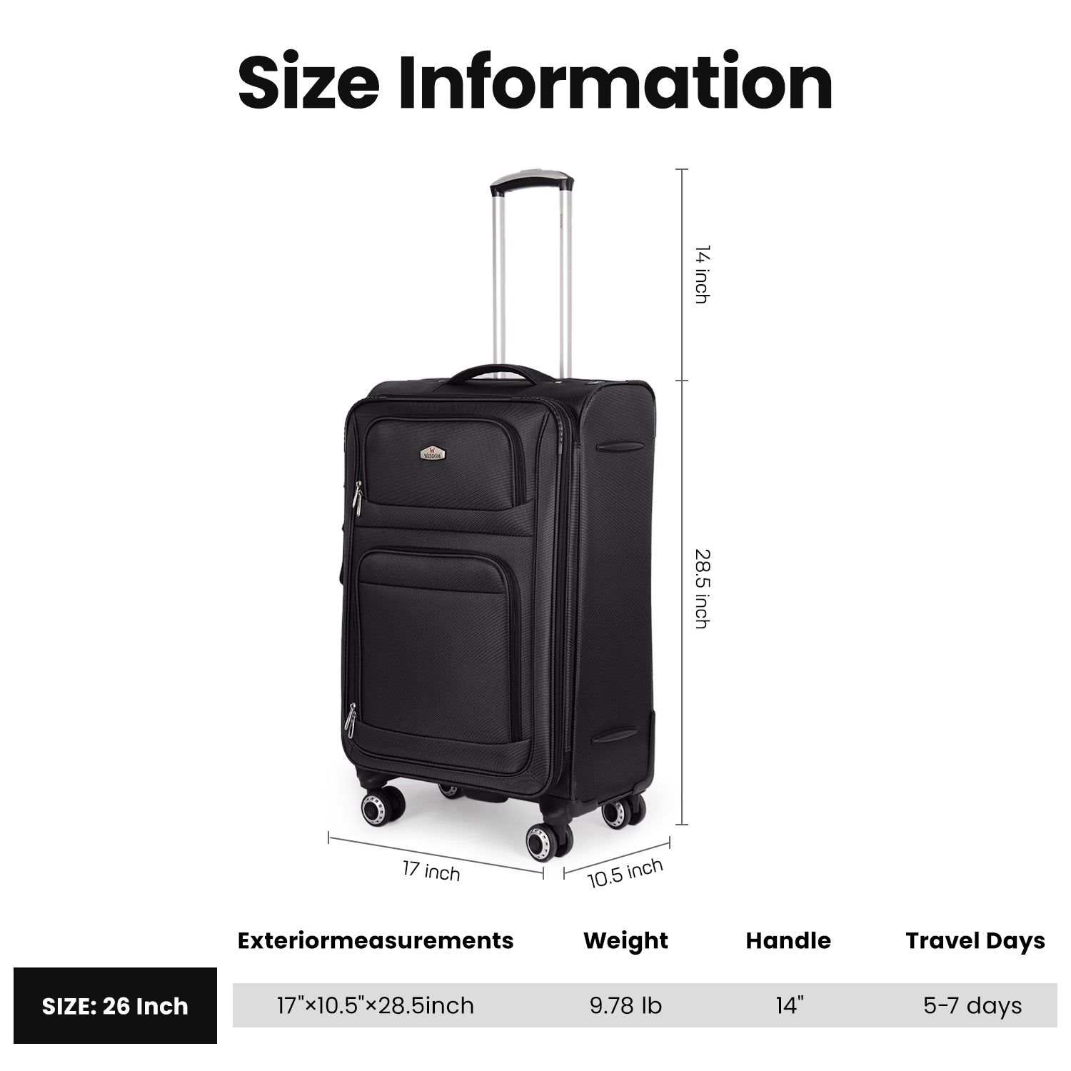 New York XPress WD-1622,20 inch  Carry on Luggage,26in/30in Softside Suitcase with Combination LOCK,Expandable Luggage,Lightweight Rolling Suitcases