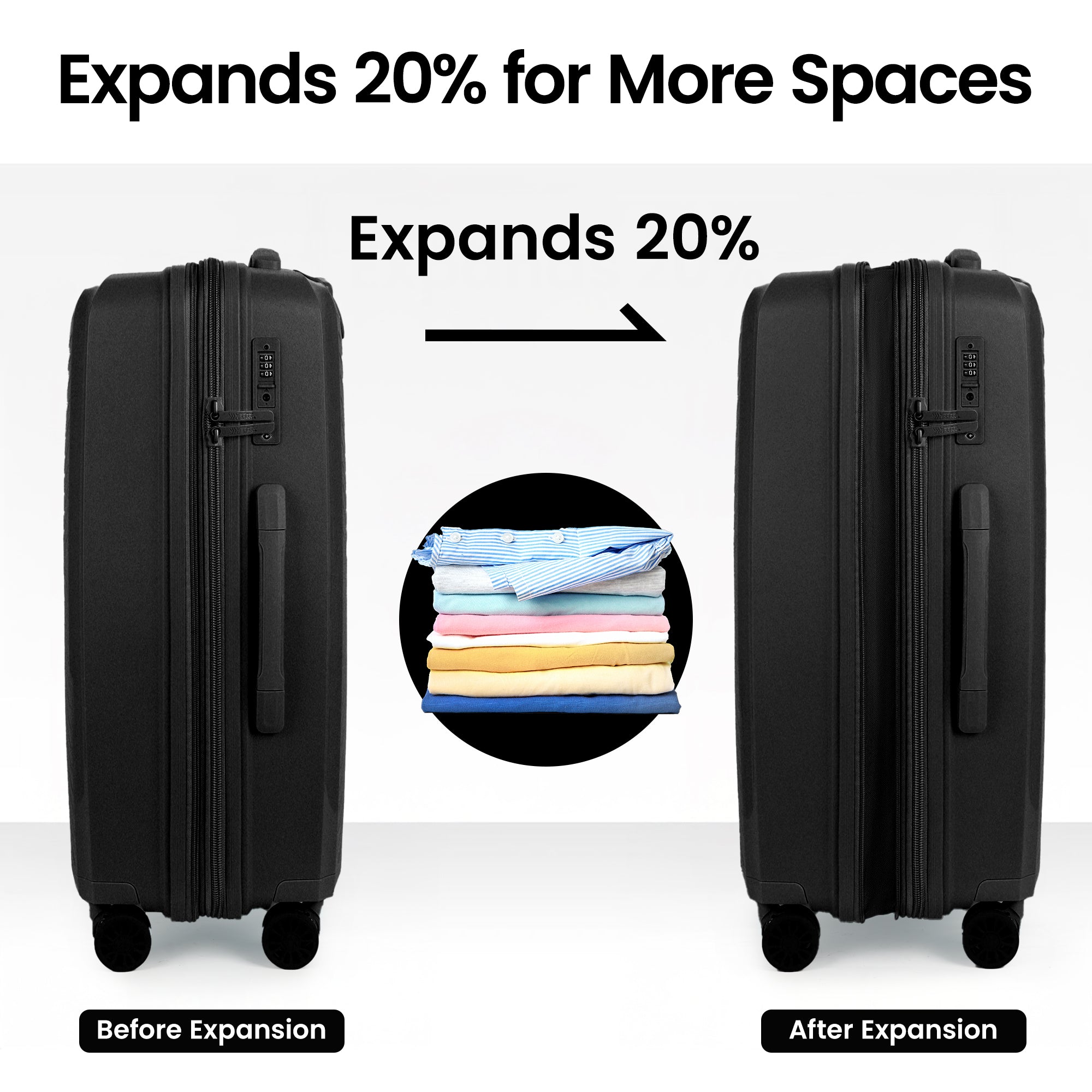 New York XPress 13804,3 Piece Luggage Set w/TSA LOCK,PC Hardside Suitcase Set w/Double Spinner Wheels,Expandable 20%,Luggage Sets,Lightweight Rolling Suitcase for Men/Women（20in/25in/29in）