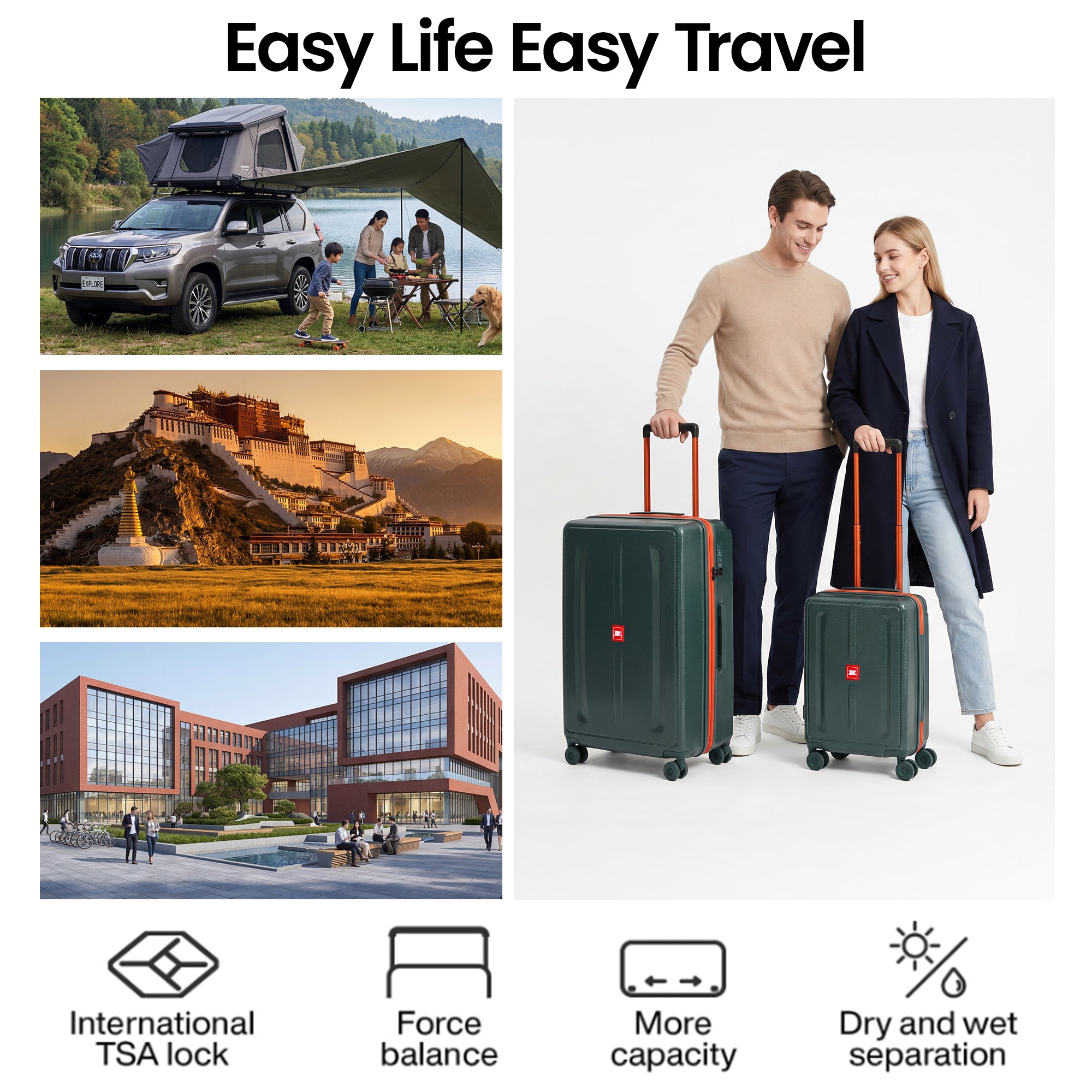 New York XPress LP-13803,3-Piece PC Hardshell Luggage, Expandable 20%, Spinner Wheels, TSA Lock, Wide Handle（20in/26in30in）