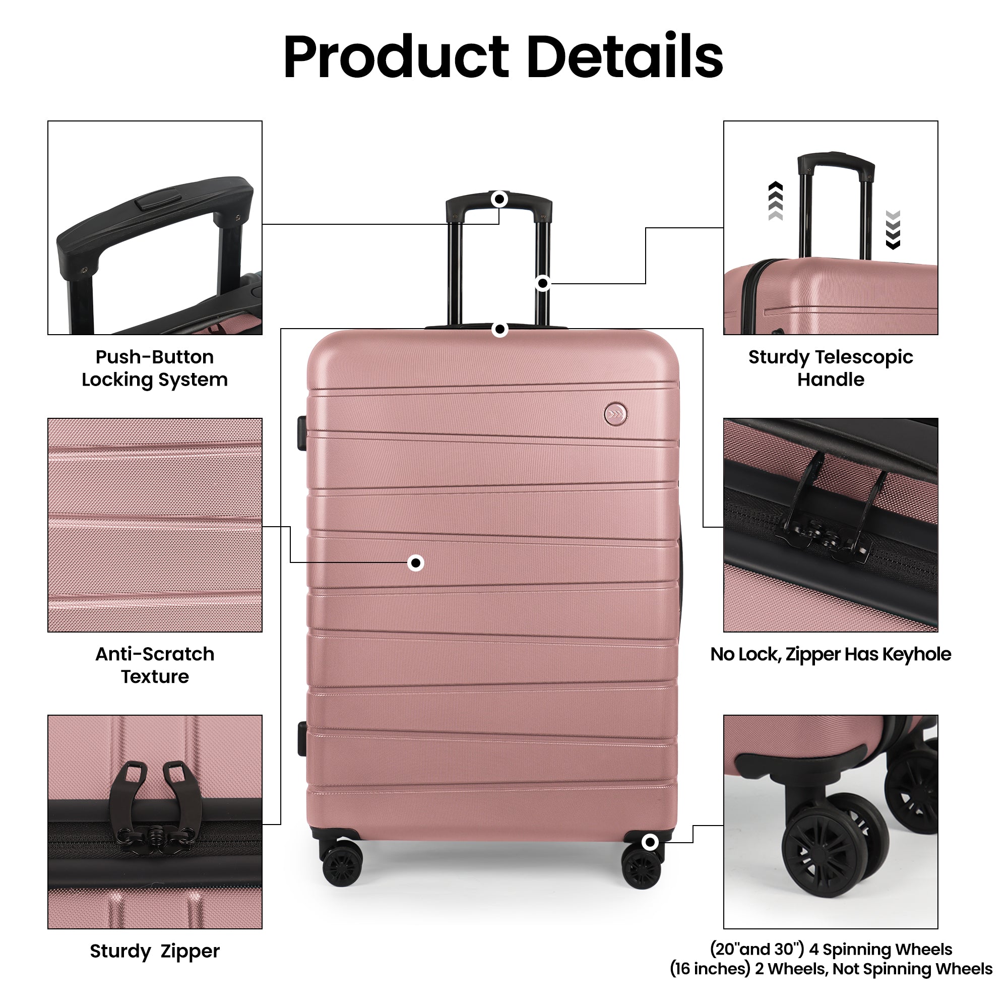 New York XPress 2538 2-PC (16/30in) ABS Hardshell Spinner, No LOCK (Keyhole), Scratch-Resistant, Lightweight Durable for Men/Women