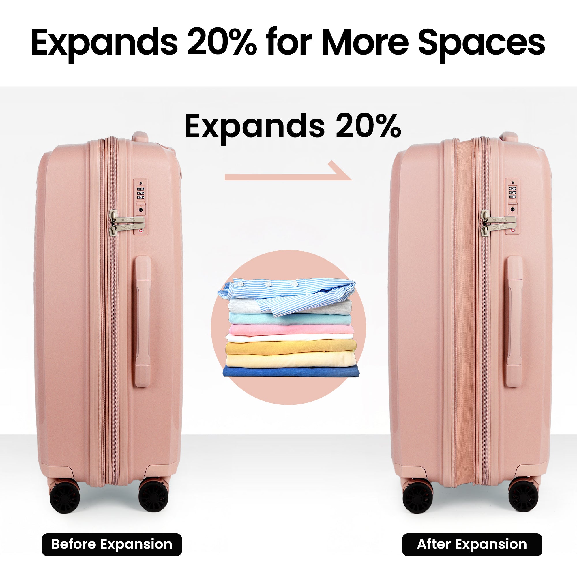 New York XPress 13804,3 Piece Luggage Set w/TSA LOCK,PC Hardside Suitcase Set w/Double Spinner Wheels,Expandable 20%,Luggage Sets,Lightweight Rolling Suitcase for Men/Women（20in/25in/29in）