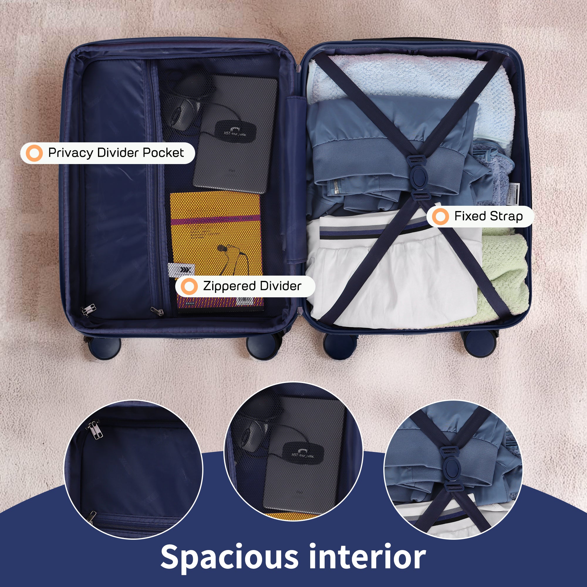 NEW YORK XPRESS WD-588-20" Hardside Carry-On Luggage for Airplane,Hardshell Suitcase with 8 Spinner Wheels