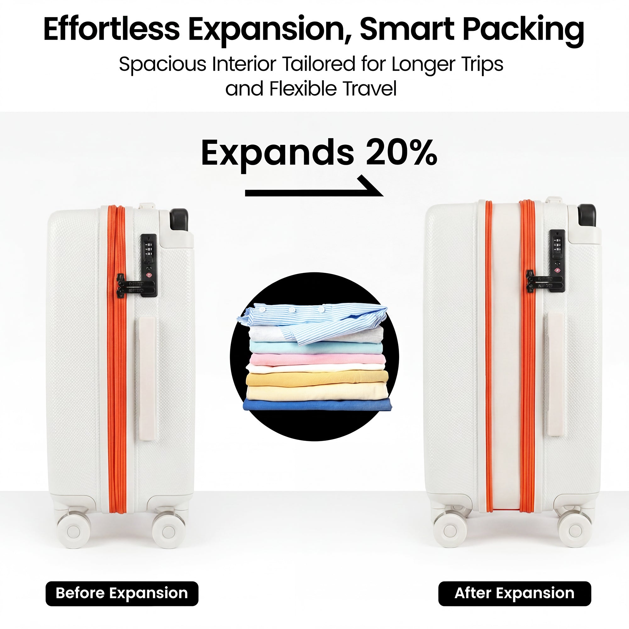 New York XPress LP-13803,3-Piece PC Hardshell Luggage, Expandable 20%, Spinner Wheels, TSA Lock, Wide Handle（20in/26in30in）