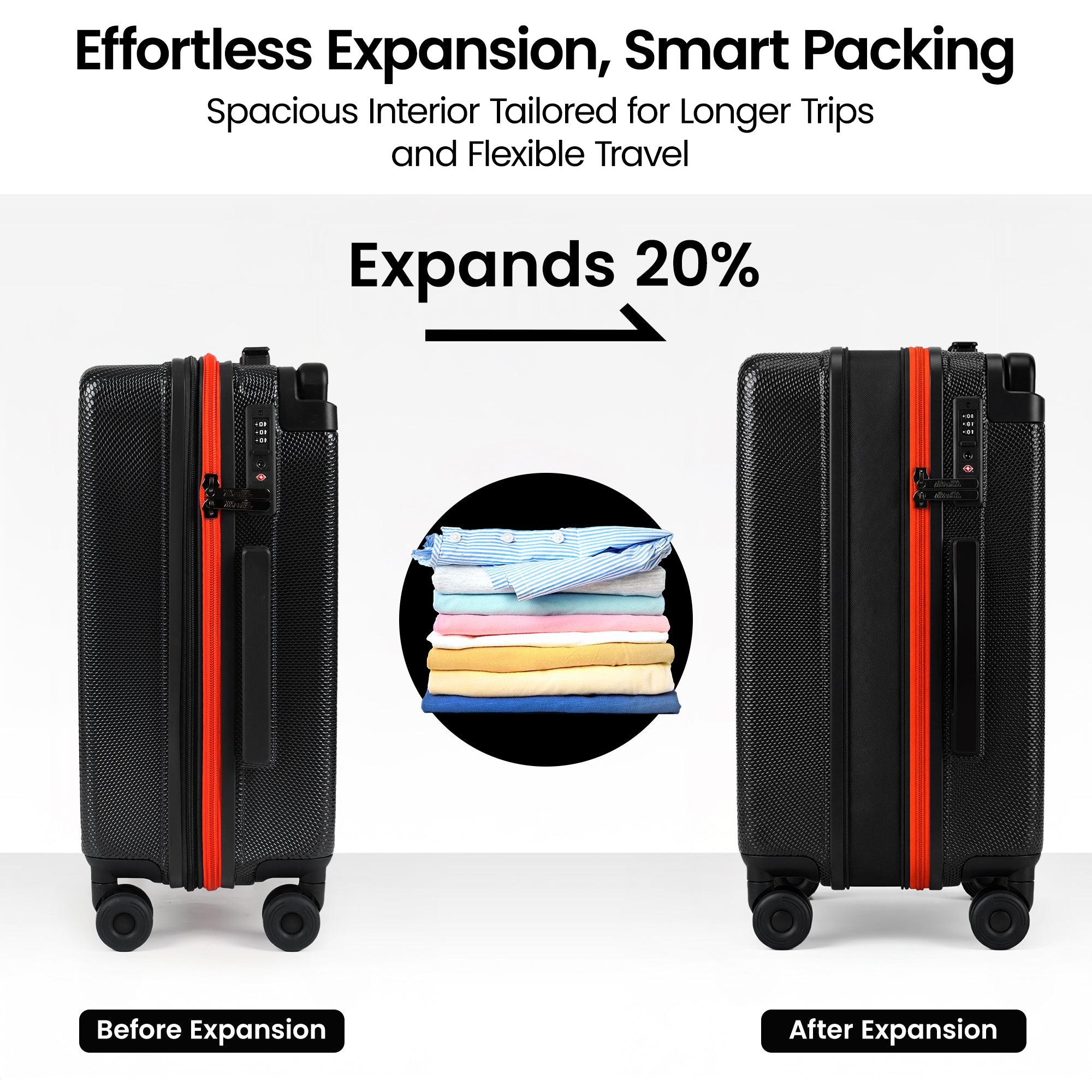 New York XPress LP-13803,3-Piece PC Hardshell Luggage, Expandable 20%, Spinner Wheels, TSA Lock, Wide Handle（20in/26in30in）
