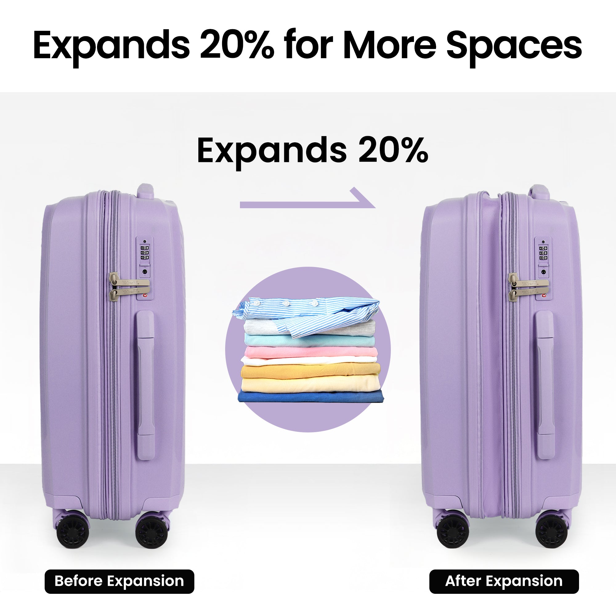 New York XPress 13804,3 Piece Luggage Set w/TSA LOCK,PC Hardside Suitcase Set w/Double Spinner Wheels,Expandable 20%,Luggage Sets,Lightweight Rolling Suitcase for Men/Women（20in/25in/29in）