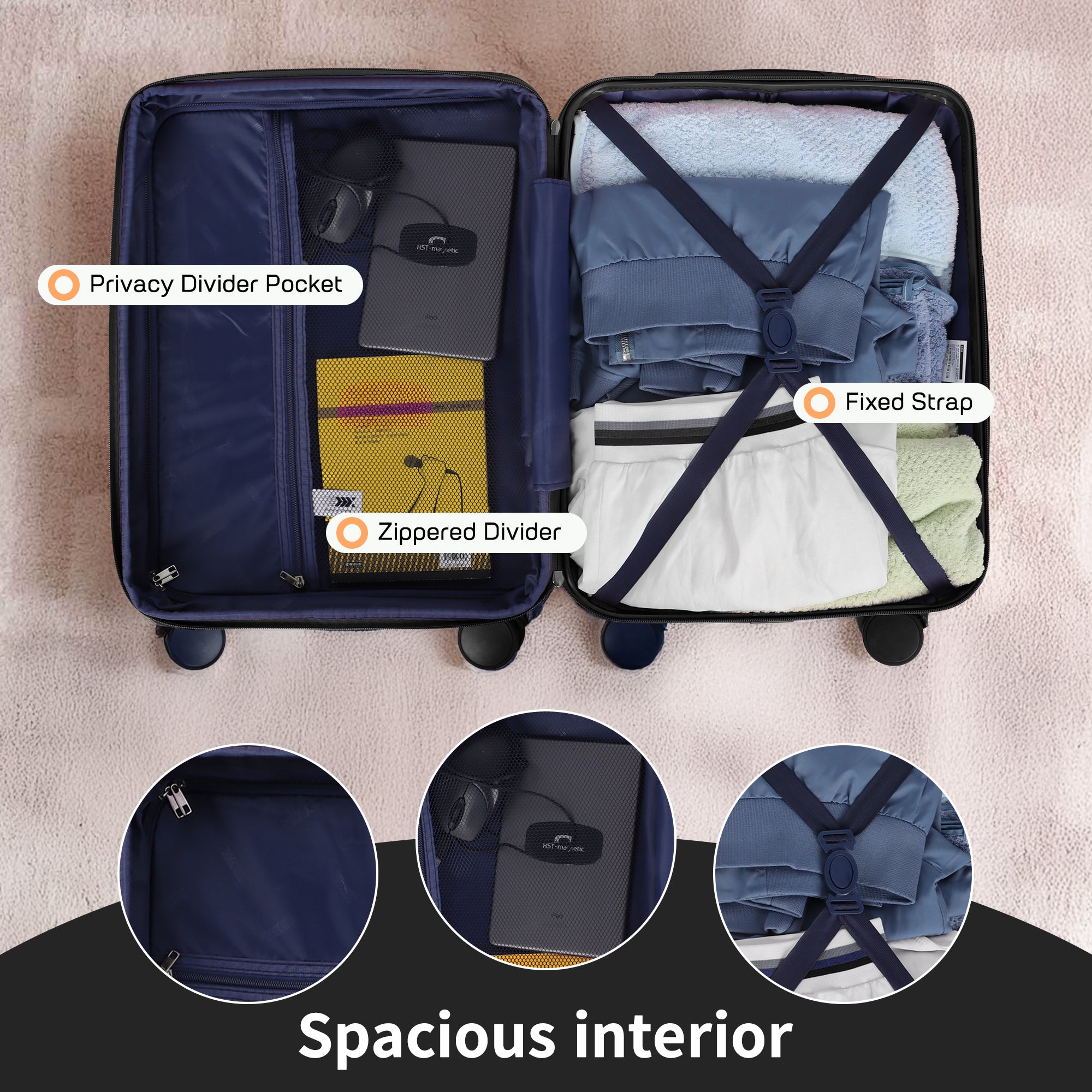 NEW YORK XPRESS WD-588-20" Hardside Carry-On Luggage for Airplane,Hardshell Suitcase with 8 Spinner Wheels