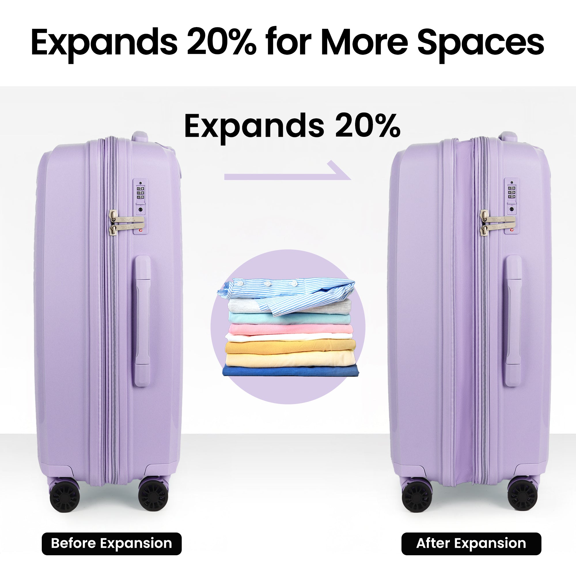 New York XPress 13804,3 Piece Luggage Set w/TSA LOCK,PC Hardside Suitcase Set w/Double Spinner Wheels,Expandable 20%,Luggage Sets,Lightweight Rolling Suitcase for Men/Women（20in/25in/29in）
