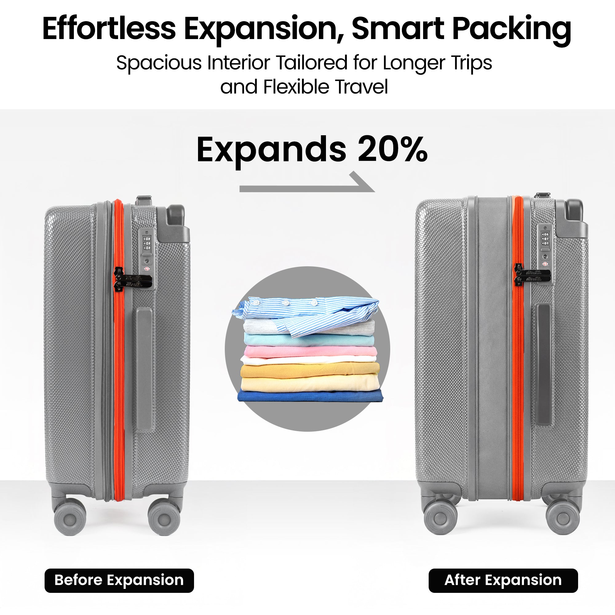 New York XPress LP-13803,3-Piece PC Hardshell Luggage, Expandable 20%, Spinner Wheels, TSA Lock, Wide Handle（20in/26in30in）