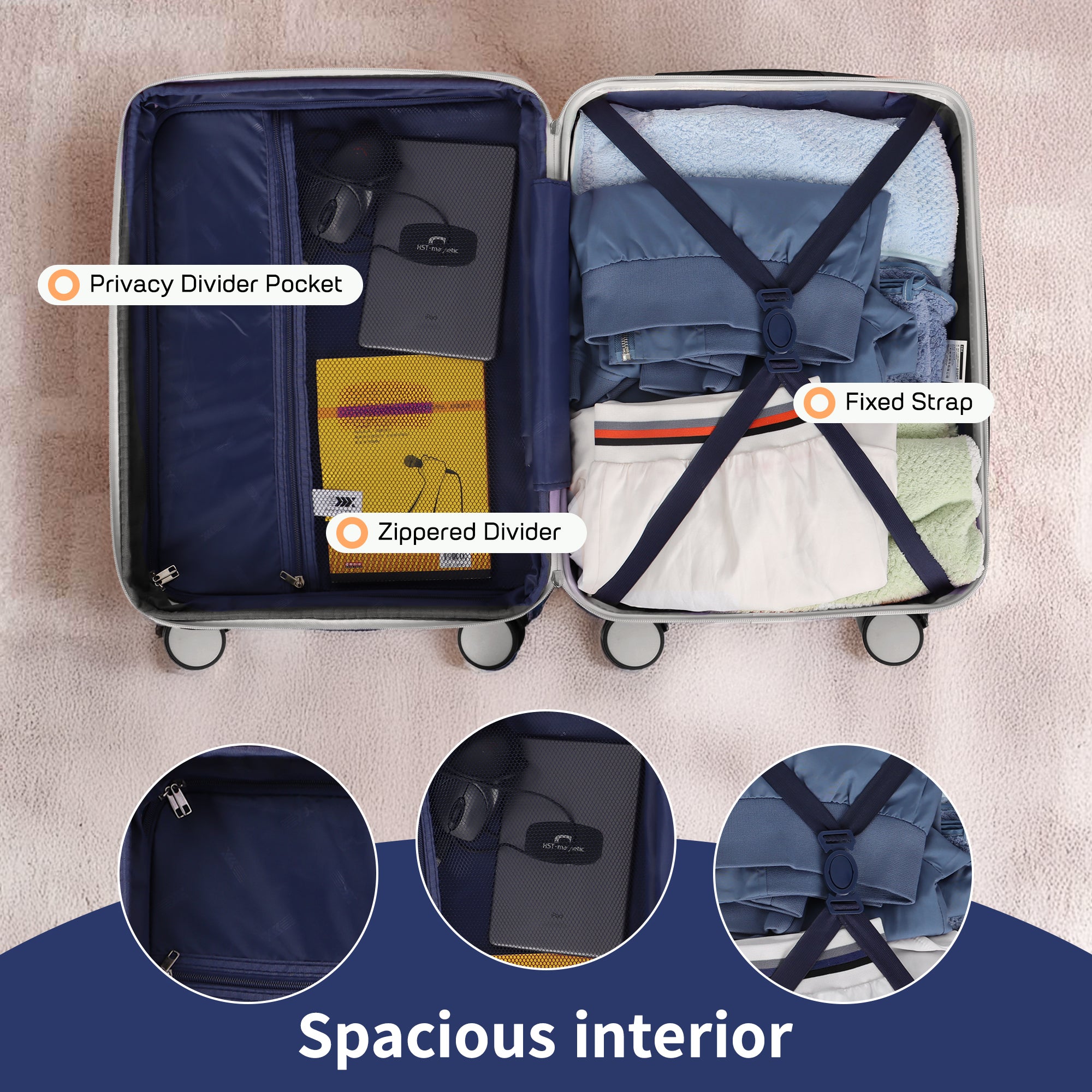 NEW YORK XPRESS WD-588-20" Hardside Carry-On Luggage for Airplane,Hardshell Suitcase with 8 Spinner Wheels