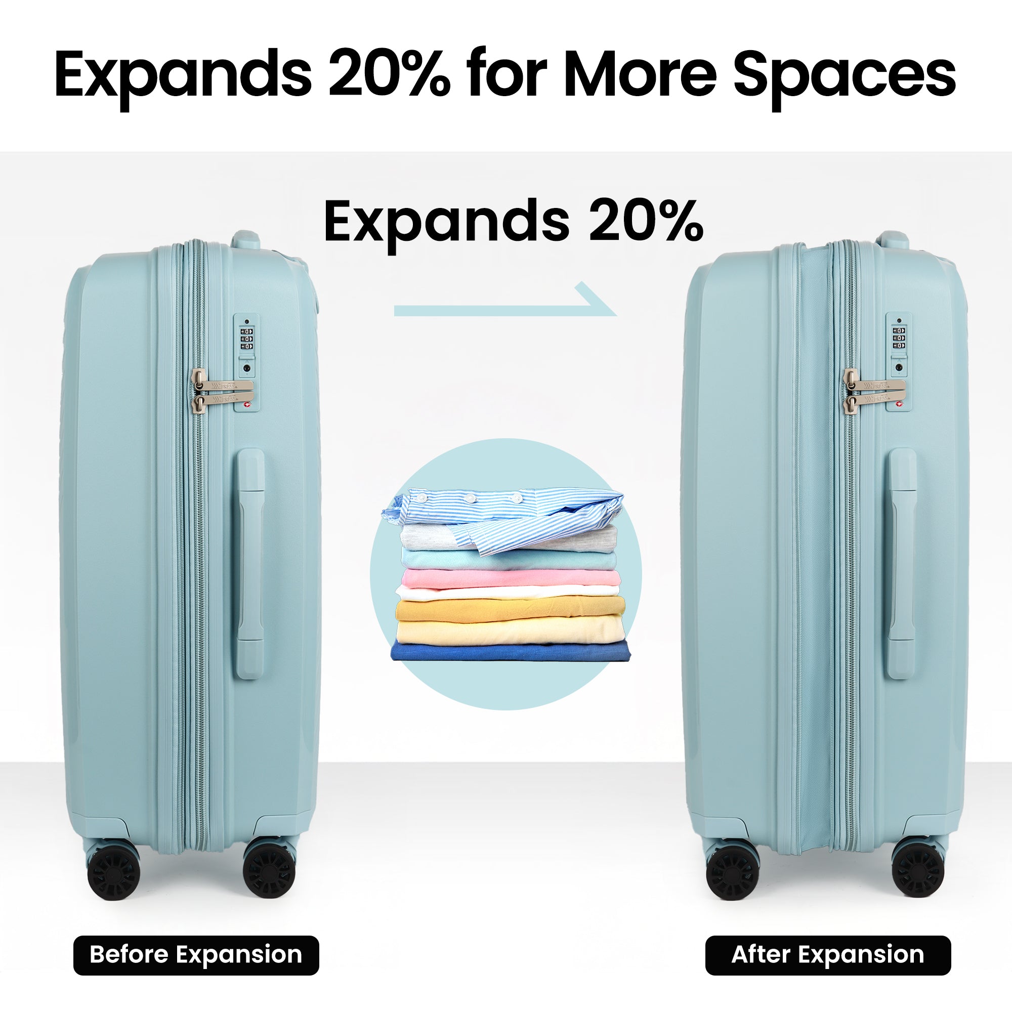 New York XPress 13804,3 Piece Luggage Set w/TSA LOCK,PC Hardside Suitcase Set w/Double Spinner Wheels,Expandable 20%,Luggage Sets,Lightweight Rolling Suitcase for Men/Women（20in/25in/29in）