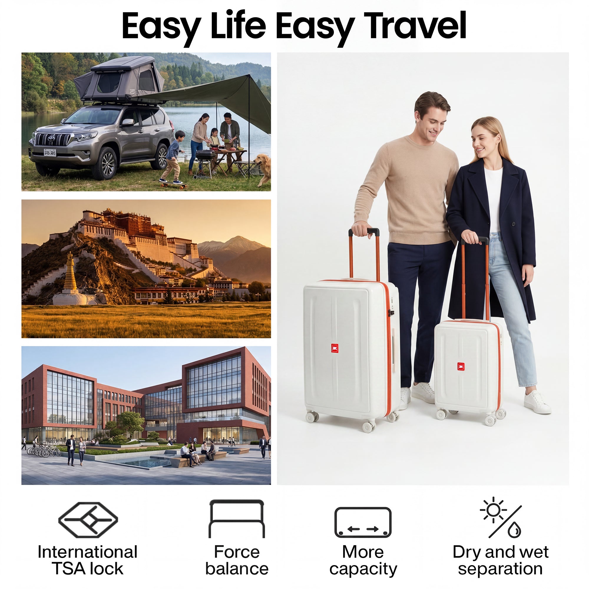 New York XPress LP-13803,3-Piece PC Hardshell Luggage, Expandable 20%, Spinner Wheels, TSA Lock, Wide Handle（20in/26in30in）