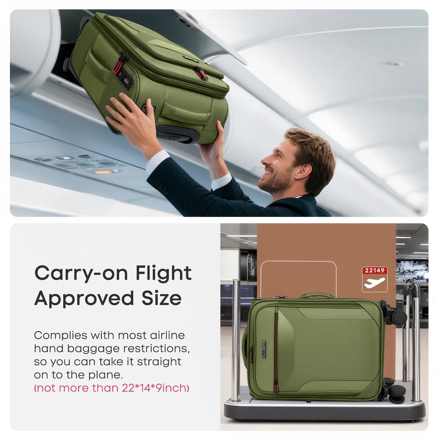 New York XPress WD-8817 Single Suitcase 20''/26''/30'',Lightweight Carry-On Suitcase with Spinner Wheels and TSA LOCK,Upright Softshell Luggage