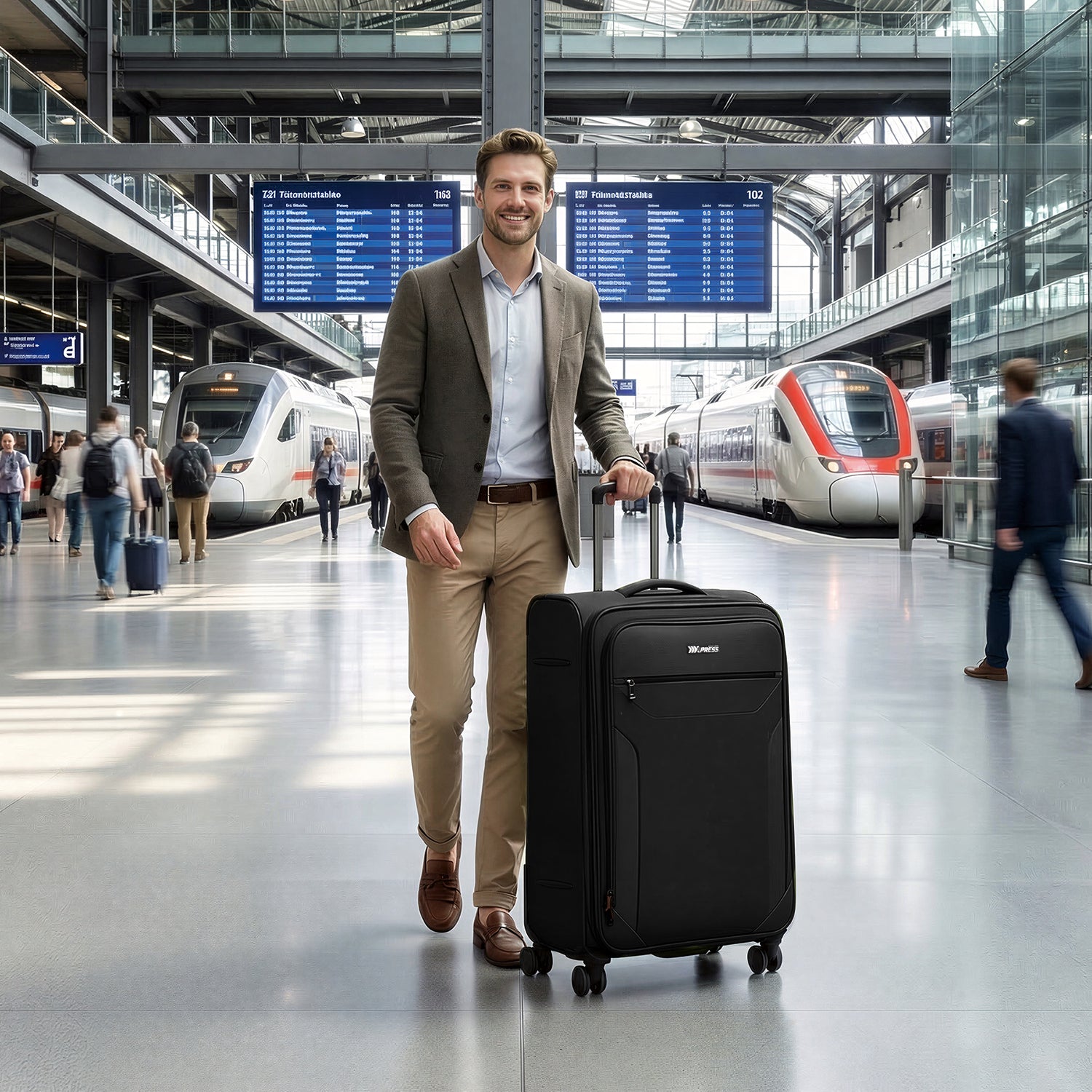 New York XPress WD-8817 Single Suitcase 20''/26''/30'',Lightweight Carry-On Suitcase with Spinner Wheels and TSA LOCK,Upright Softshell Luggage