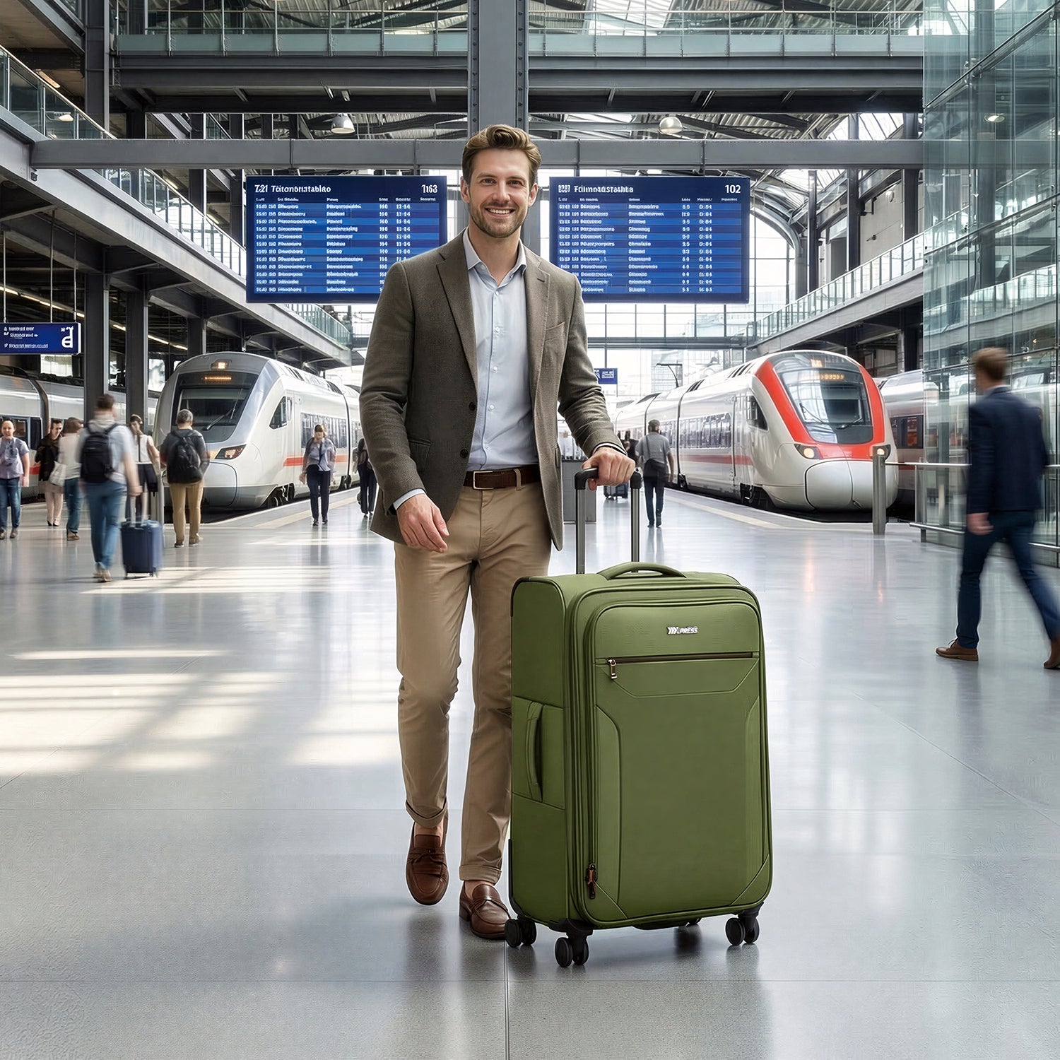 New York XPress WD-8817 Single Suitcase 20''/26''/30'',Lightweight Carry-On Suitcase with Spinner Wheels and TSA LOCK,Upright Softshell Luggage
