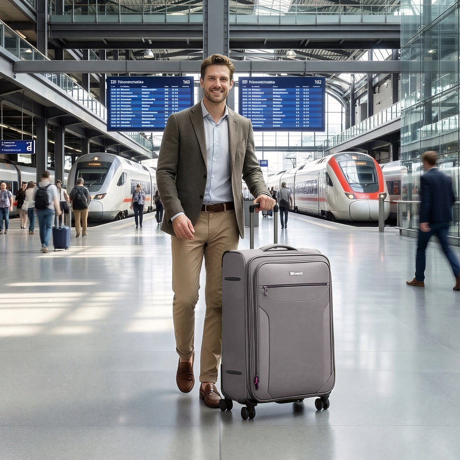 New York XPress WD-8817 Single Suitcase 20''/26''/30'',Lightweight Carry-On Suitcase with Spinner Wheels and TSA LOCK,Upright Softshell Luggage