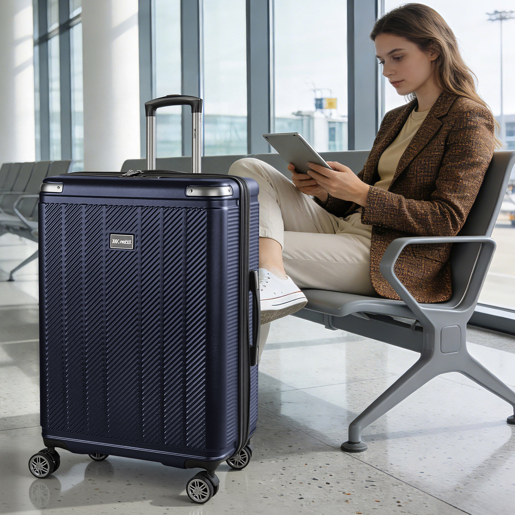 New York XPress WD577,Single Suitcase 20/26/30in Hardshell Luggage, TSA LOCK, w/Spinner Wheels,Expandable 20%, Lightweight Rolling Suitcase