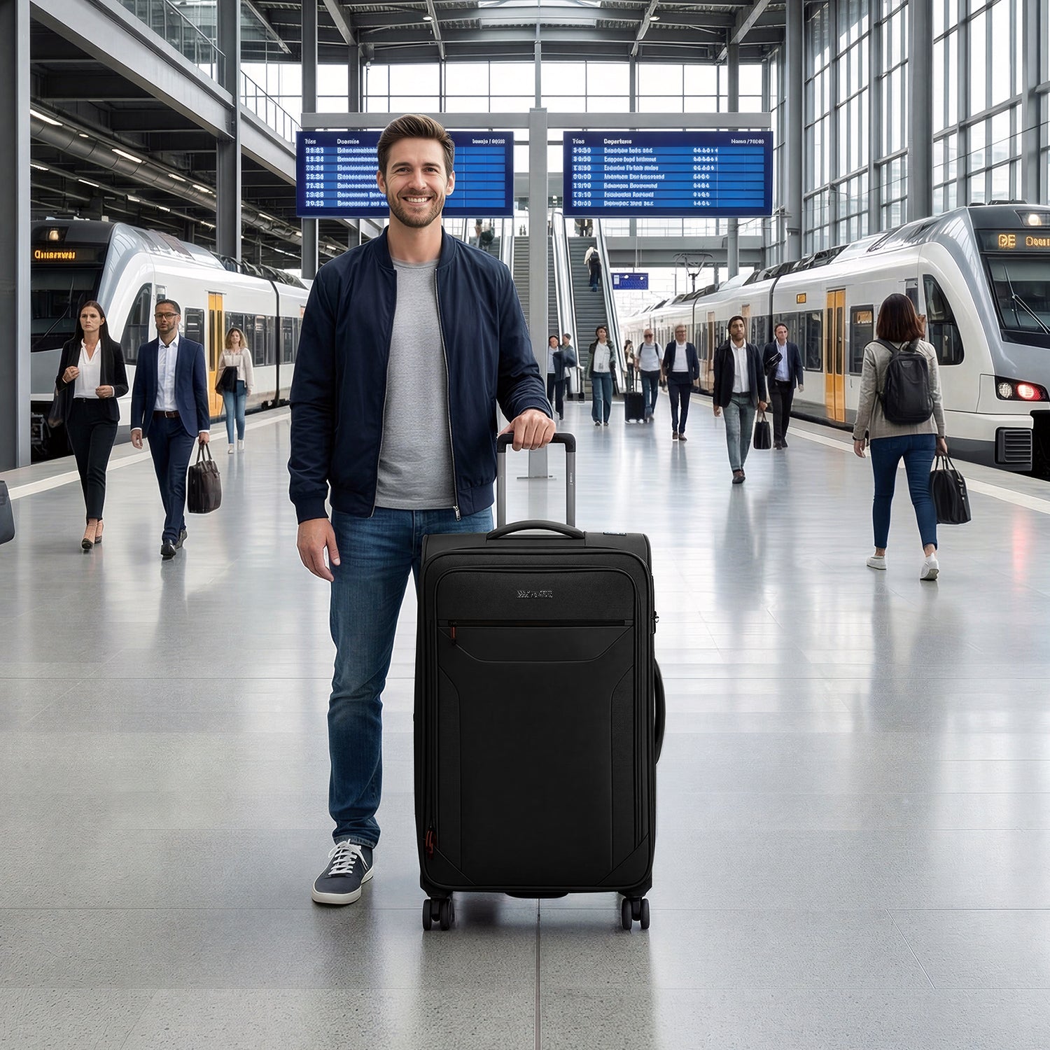 New York XPress WD-8817 Single Suitcase 20''/26''/30'',Lightweight Carry-On Suitcase with Spinner Wheels and TSA LOCK,Upright Softshell Luggage