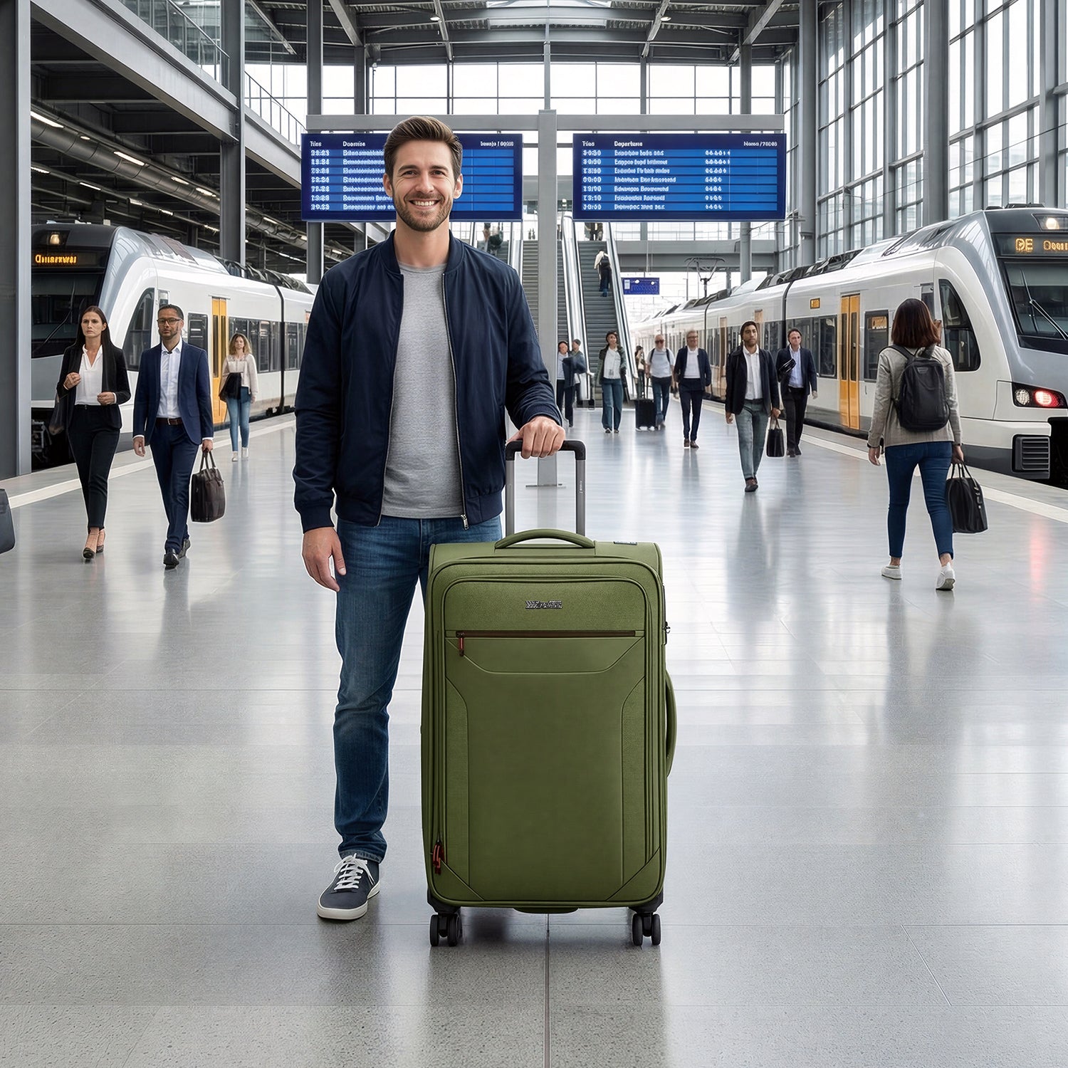 New York XPress WD-8817 Single Suitcase 20''/26''/30'',Lightweight Carry-On Suitcase with Spinner Wheels and TSA LOCK,Upright Softshell Luggage
