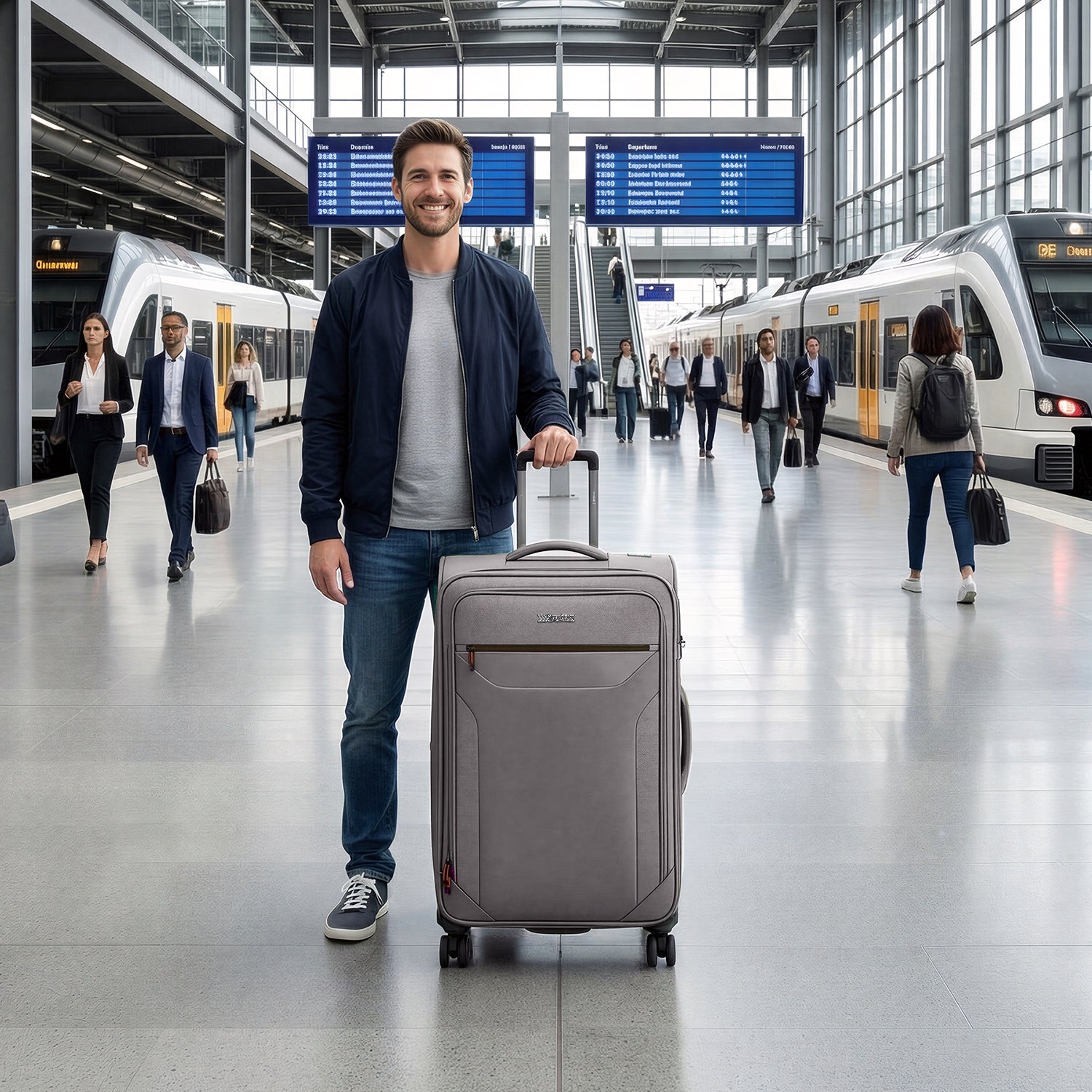 New York XPress WD-8817 Single Suitcase 20''/26''/30'',Lightweight Carry-On Suitcase with Spinner Wheels and TSA LOCK,Upright Softshell Luggage