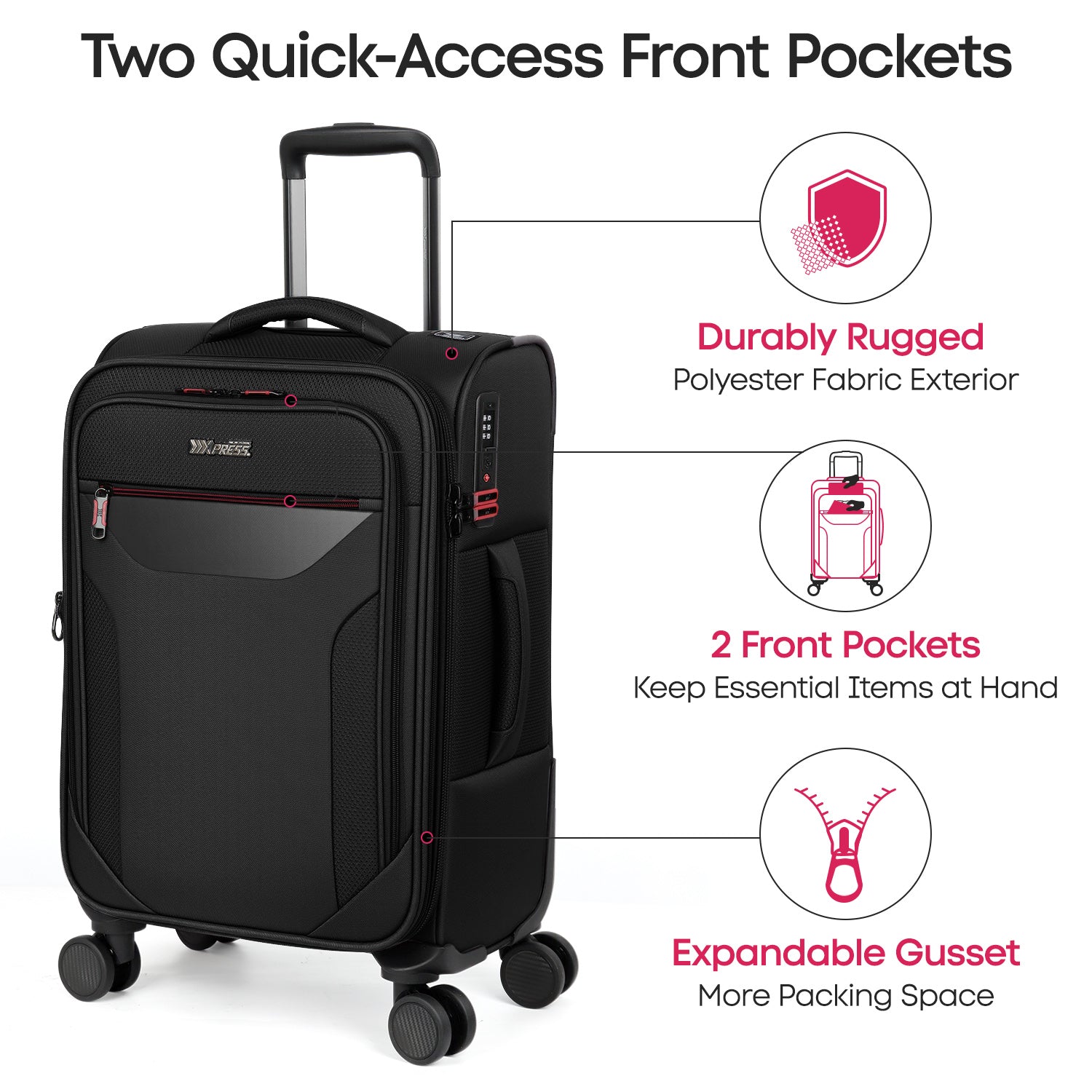 New York XPress WD-8817 3PCS Softside Luggage Set, Expandable Spinner with TSA LOCK, Lightweight Travel Suitcase for Men Women (20/26/30in) ﻿ ﻿