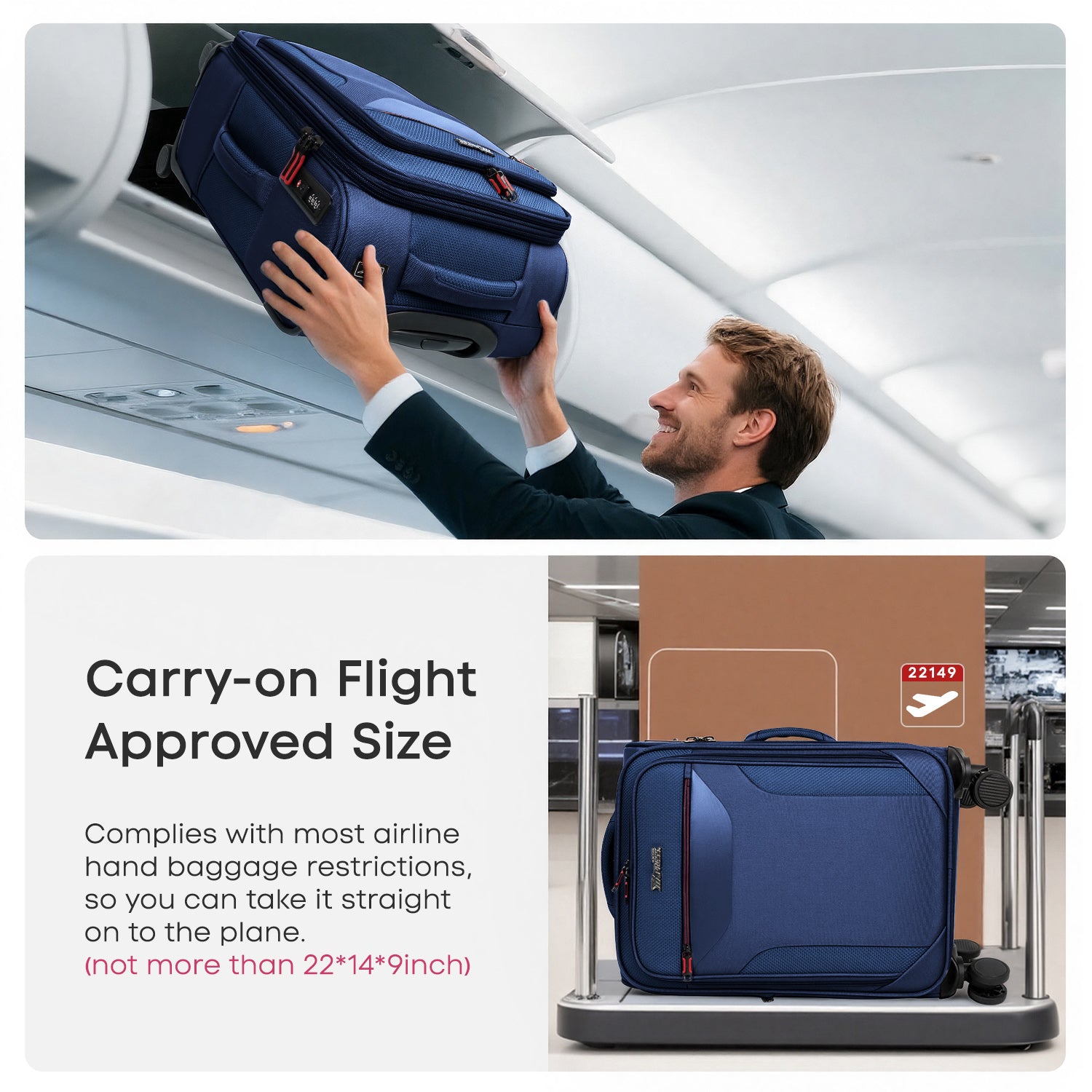 New York XPress WD-8817 Single Suitcase 20''/26''/30'',Lightweight Carry-On Suitcase with Spinner Wheels and TSA LOCK,Upright Softshell Luggage