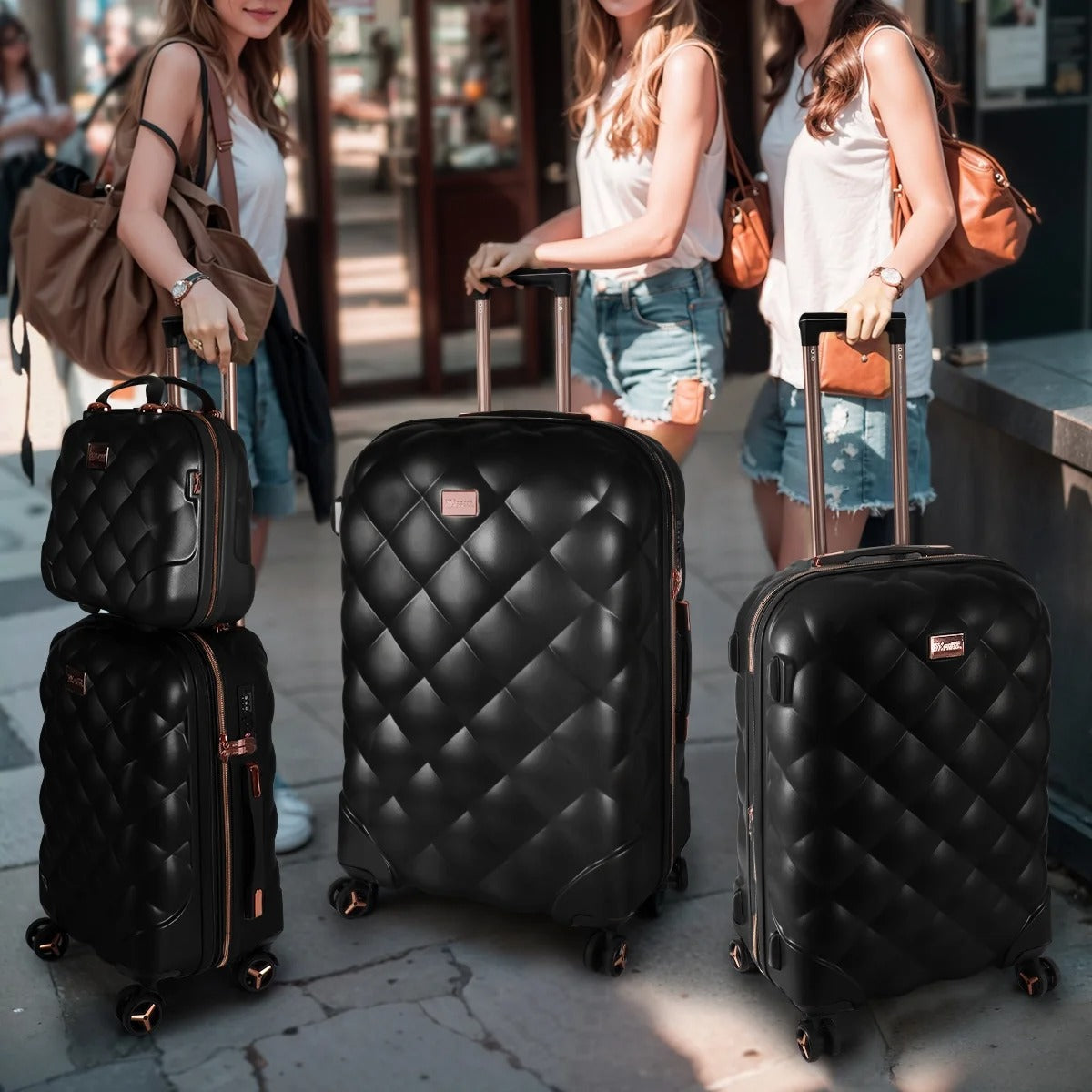 NEW YORK XPRESS  4 Piece, Hard Shell Expandable Luggage Sets(14" Travel Case,20"Carry on Luggage,25" 29" Checked Luggage)Ligthweight Hardside Travel Suitcase Set with Spinner Wheels TSA Lock