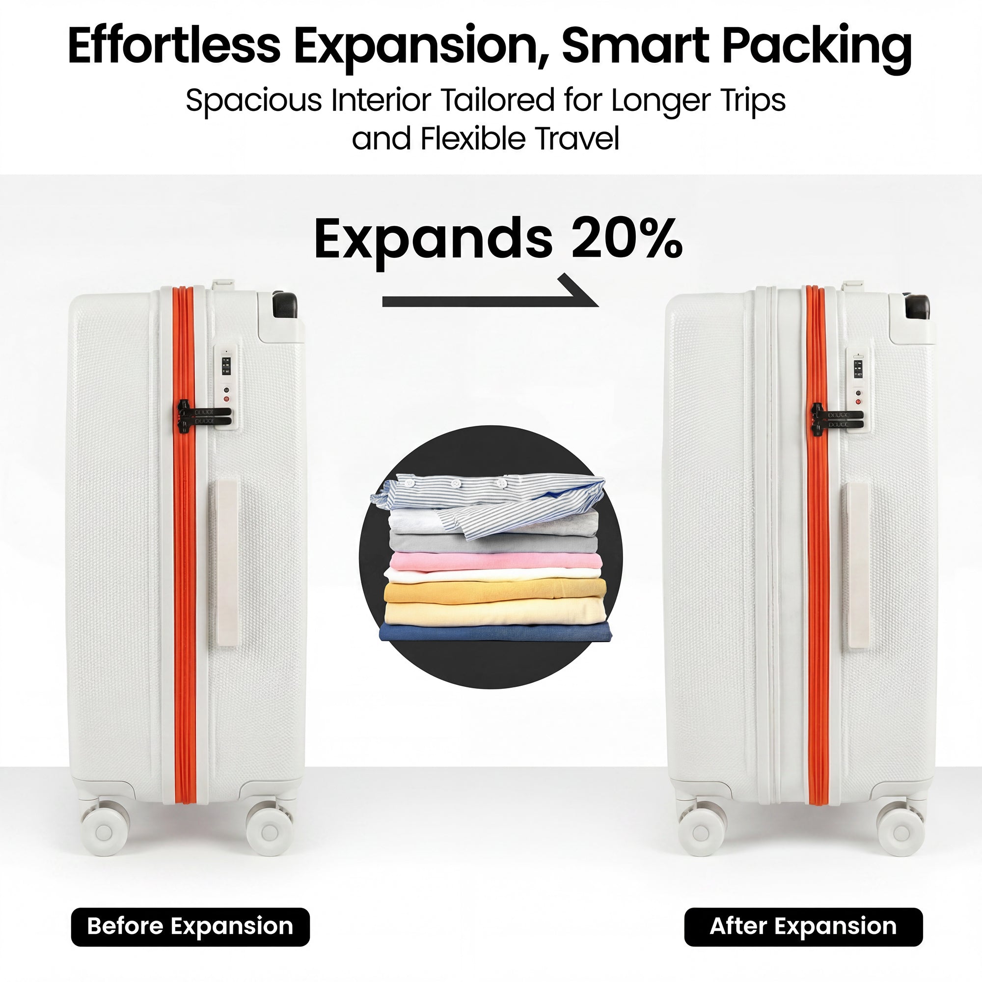 New York XPress LP-13803,3-Piece PC Hardshell Luggage, Expandable 20%, Spinner Wheels, TSA Lock, Wide Handle（20in/26in30in）